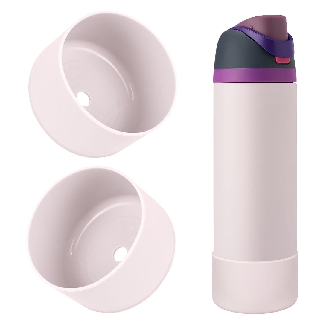 2PCS Silicone Water Bottle Boot, Compatible with Owala 24oz 32oz 40oz, Protective Anti-Scratch & Anti-Dent No Noise Sleeve Cover for FreeSip/Twist/Flip Water Bottles (Burgundy, 24 Ounces)
