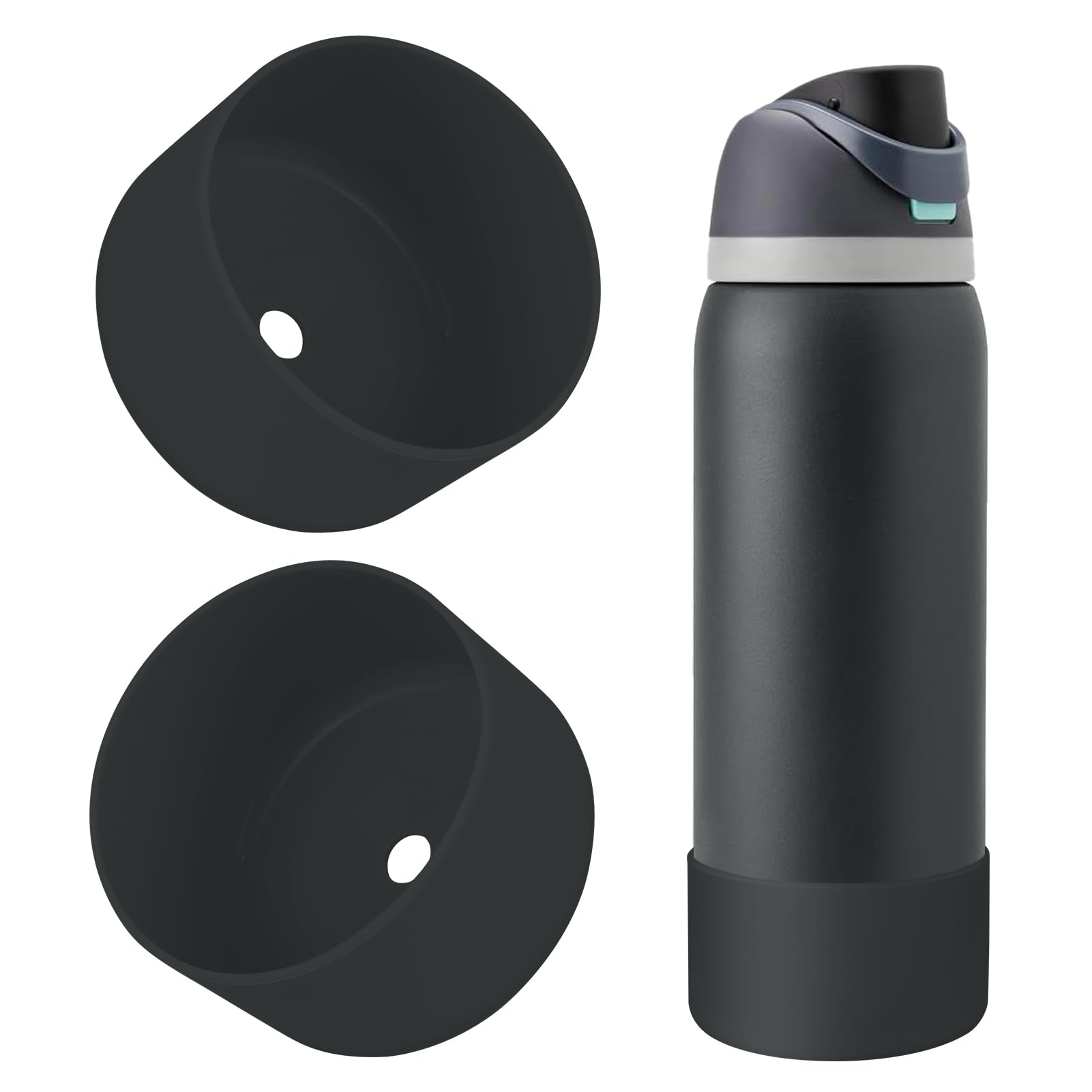 2PCS Silicone Water Bottle Boot, Compatible with Owala 24oz 32oz 40oz, Protective Anti-Scratch & Anti-Dent No Noise Sleeve Cover for FreeSip/Twist/Flip Water Bottles (Burgundy, 24 Ounces)