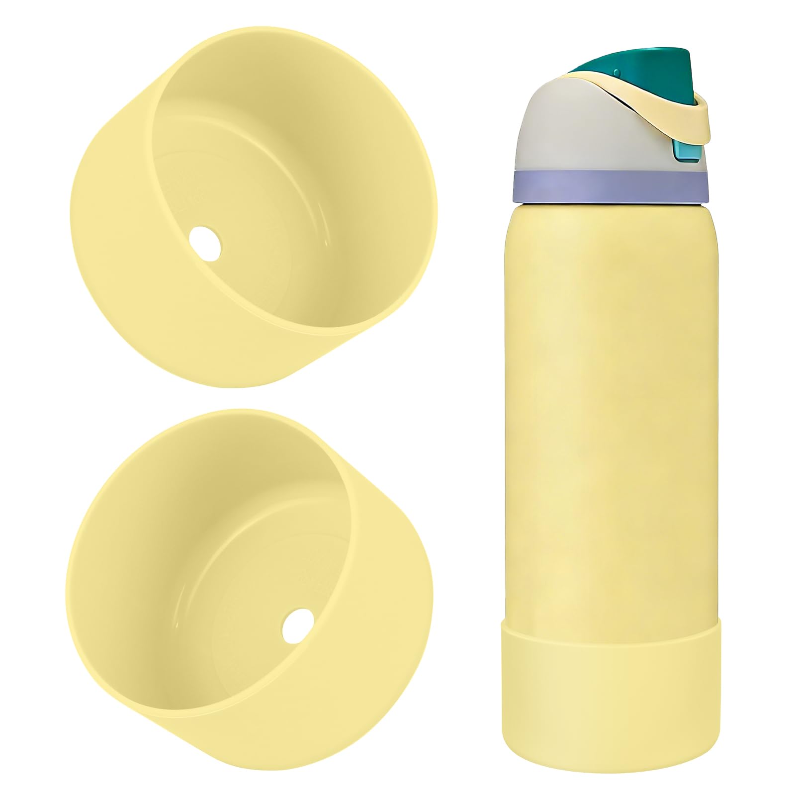 2PCS Silicone Water Bottle Boot, Compatible with Owala 24oz 32oz 40oz, Protective Anti-Scratch & Anti-Dent No Noise Sleeve Cover for FreeSip/Twist/Flip Water Bottles (Burgundy, 24 Ounces)