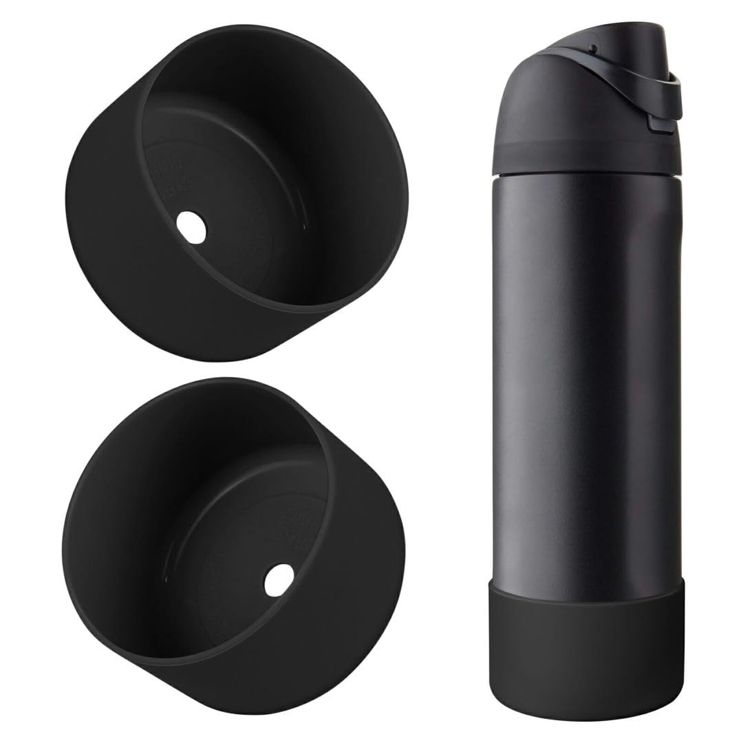 2PCS Silicone Water Bottle Boot, Compatible with Owala 24oz 32oz 40oz, Protective Anti-Scratch & Anti-Dent No Noise Sleeve Cover for FreeSip/Twist/Flip Water Bottles (Burgundy, 24 Ounces)