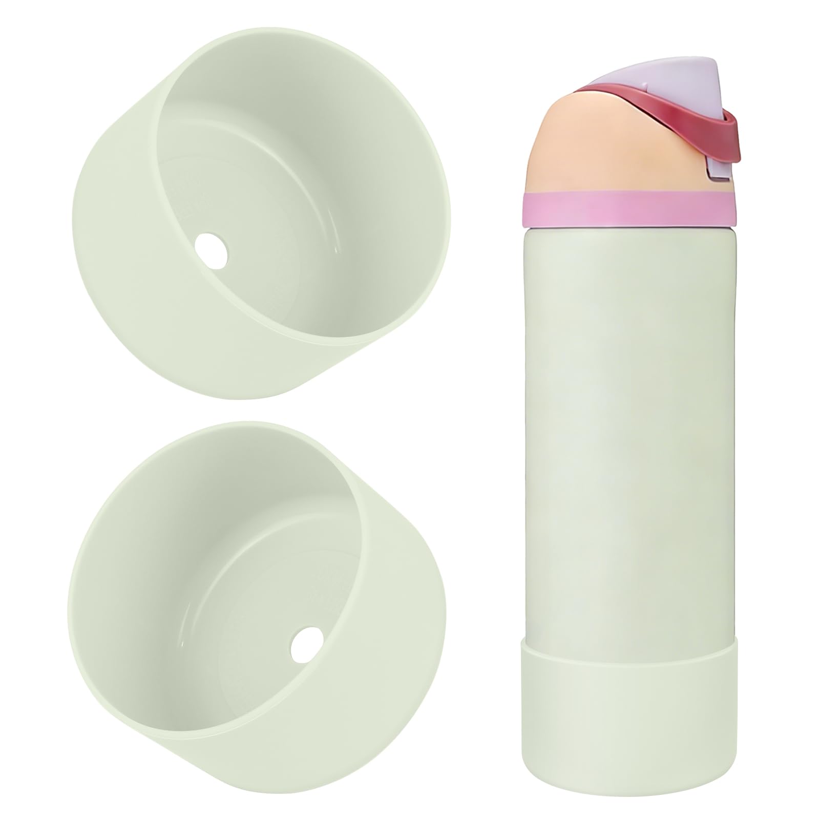 2PCS Silicone Water Bottle Boot, Compatible with Owala 24oz 32oz 40oz, Protective Anti-Scratch & Anti-Dent No Noise Sleeve Cover for FreeSip/Twist/Flip Water Bottles (Burgundy, 24 Ounces)