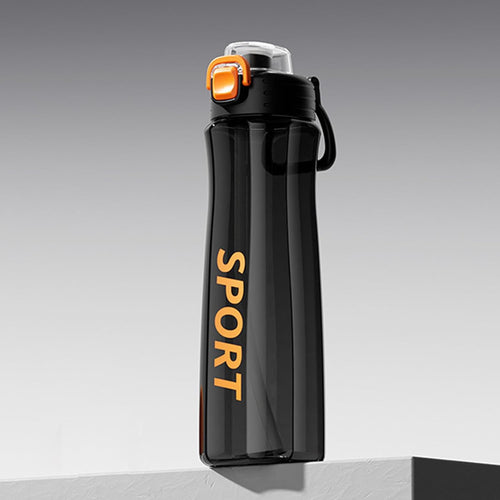 DEARART 24oz Water Bottles with Clip, 100% Leak Proof Double Spout Bottle With Straw, for Sport Office School Travel Gym Yoga, Black