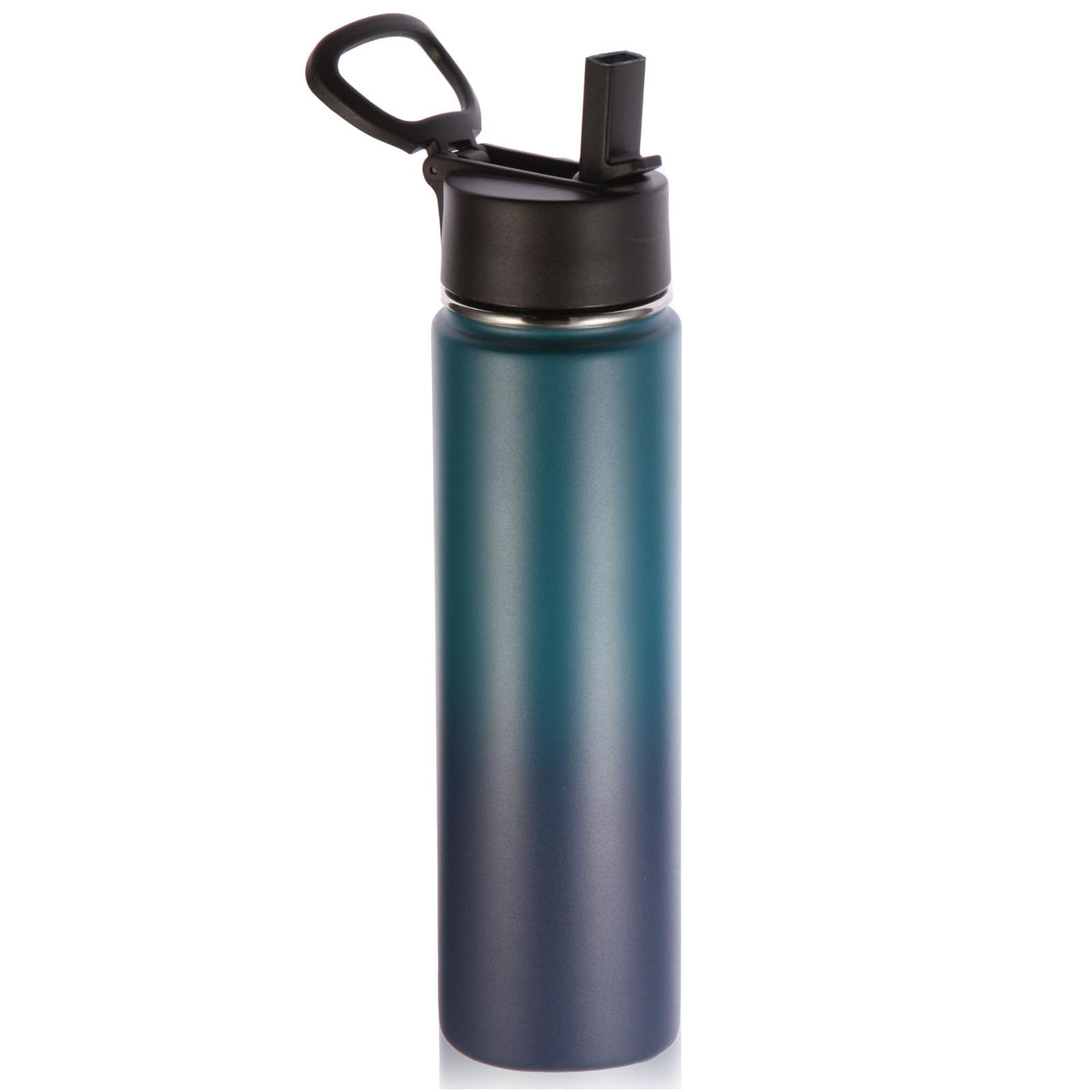 Volhoply 24oz Insulated Water Bottle With Straw Bulk 8 Pack,Metal Wide Mouth Water Bottles With Handle Lid Keep Cold,Reusable Double Wall Cups,Powder Coated Sport Bottle For Holder(silver,8 count)