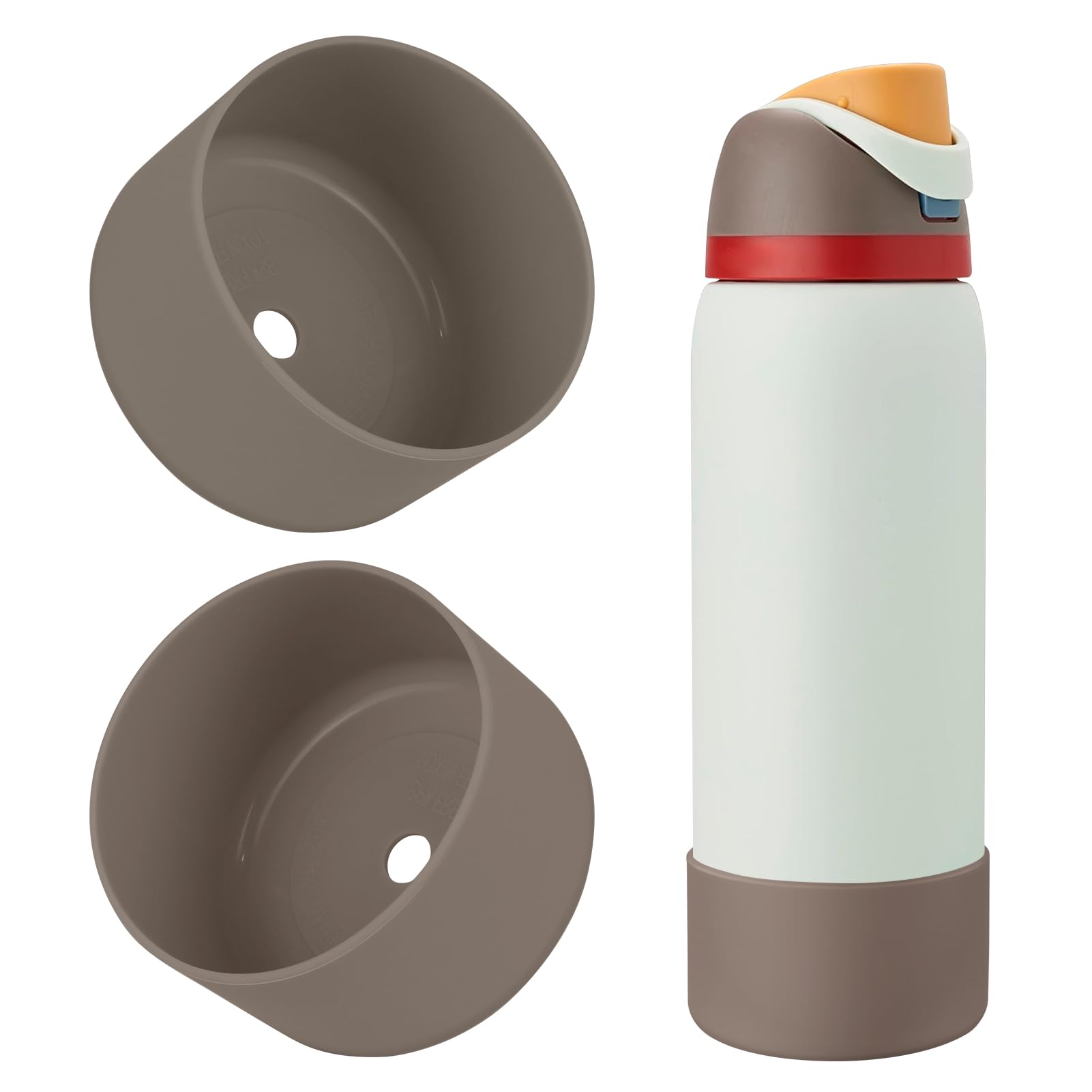 2PCS Silicone Water Bottle Boot, Compatible with Owala 24oz 32oz 40oz, Protective Anti-Scratch & Anti-Dent No Noise Sleeve Cover for FreeSip/Twist/Flip Water Bottles (Burgundy, 24 Ounces)