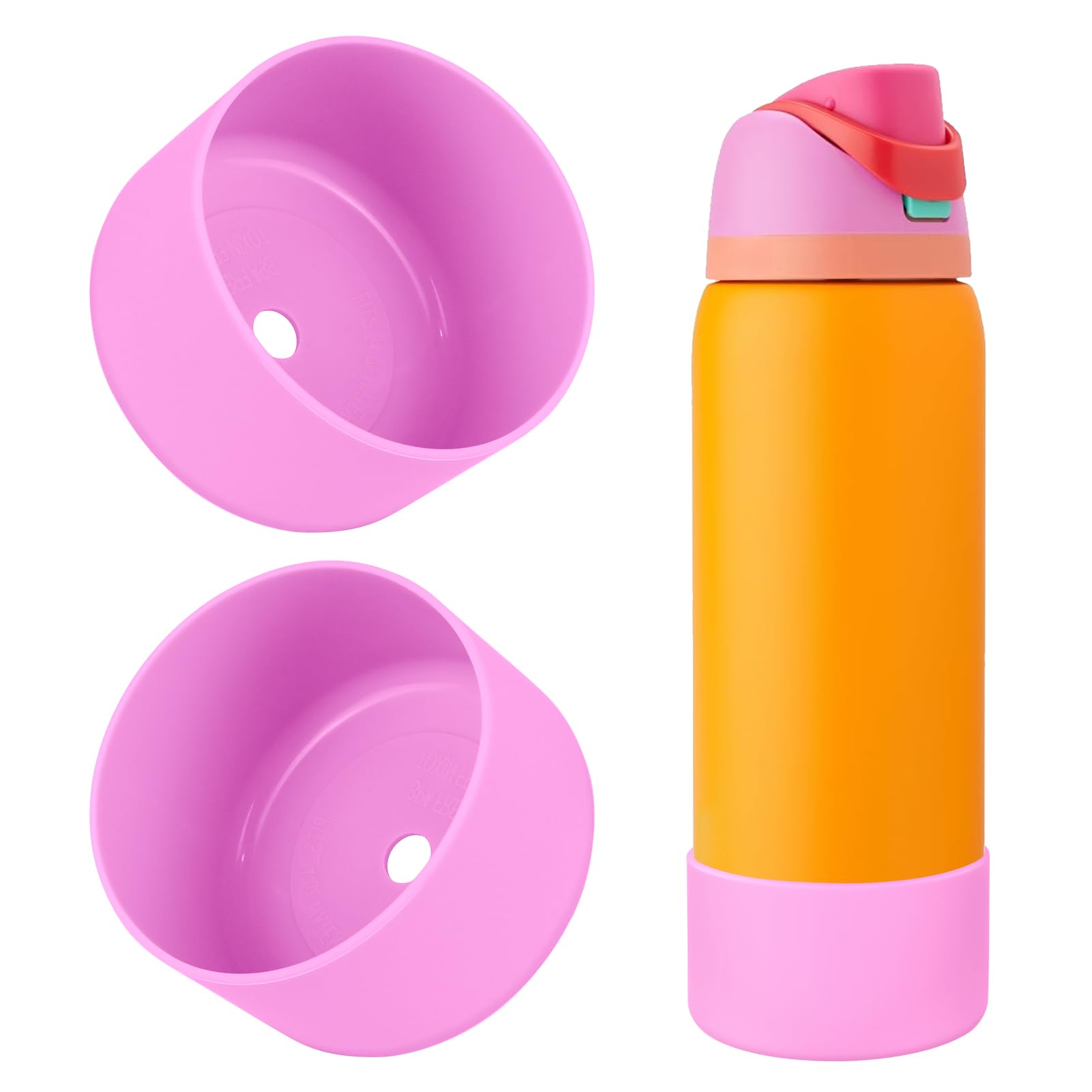 2PCS Silicone Water Bottle Boot, Compatible with Owala 24oz 32oz 40oz, Protective Anti-Scratch & Anti-Dent No Noise Sleeve Cover for FreeSip/Twist/Flip Water Bottles (Burgundy, 24 Ounces)