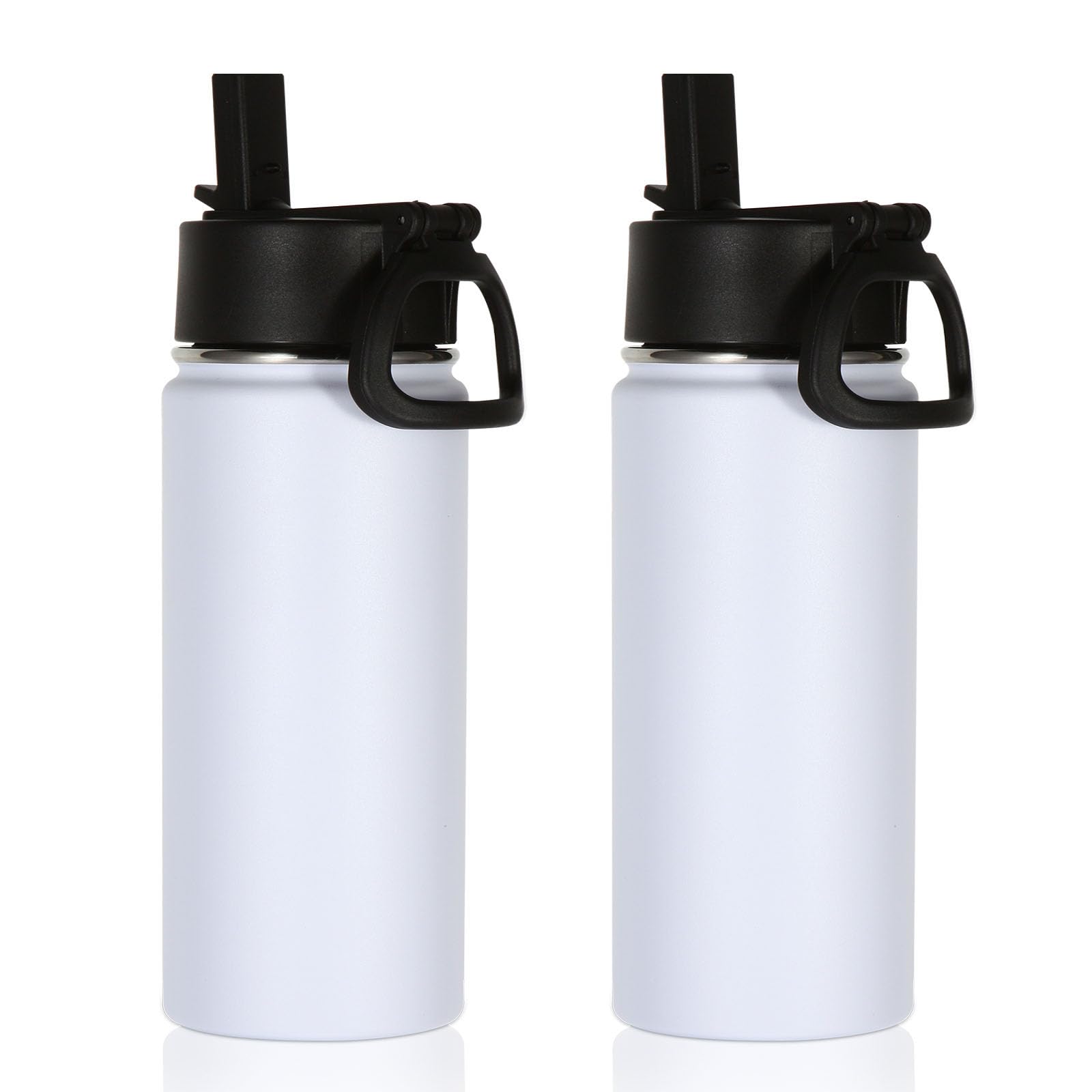 Volhoply 16 OZ Kids Water Bottle Bulk 8 Pack,Insulated Sports Bottles with Straw Lid,Stainless Steel Bottle with Handle Keep Cold & Hot,Double Wall Vacuum Tumbler Cups for School(Assorted, 8)