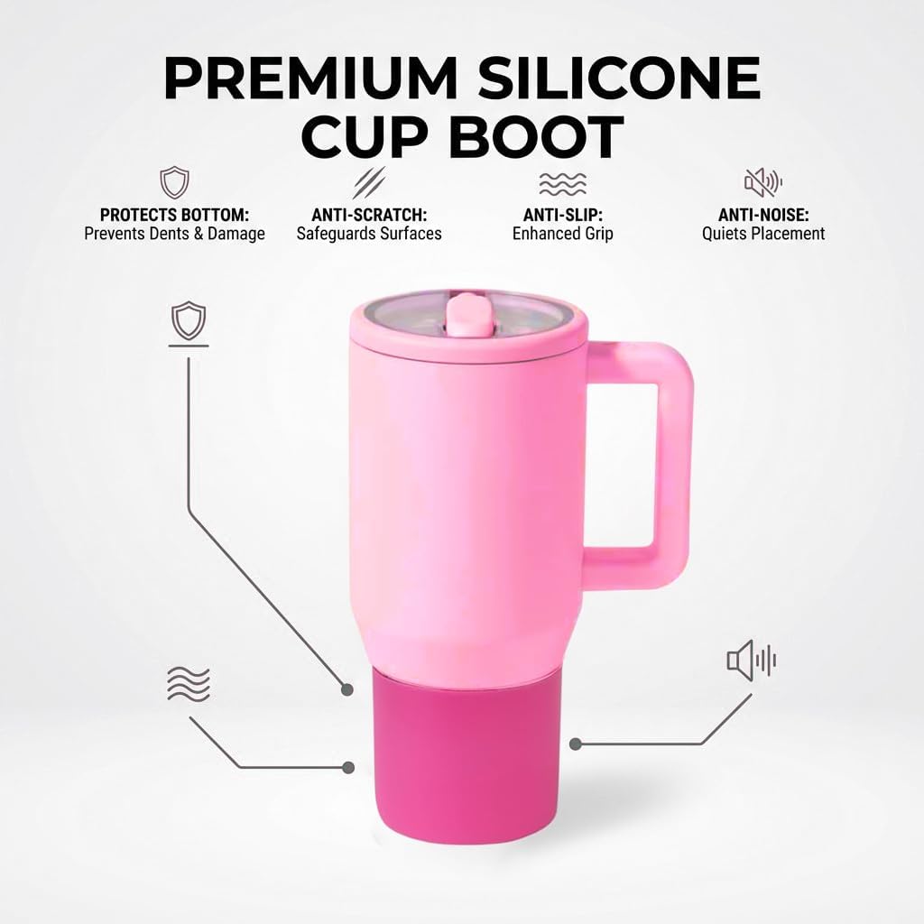 Silicone Boot for HydroJug 20 oz Insulated Kids Bottles & Tumblers - Non-Slip, Scratch-Resistant, Stability Enhancer, Anti-Slip Protective Sleeve (Rose)