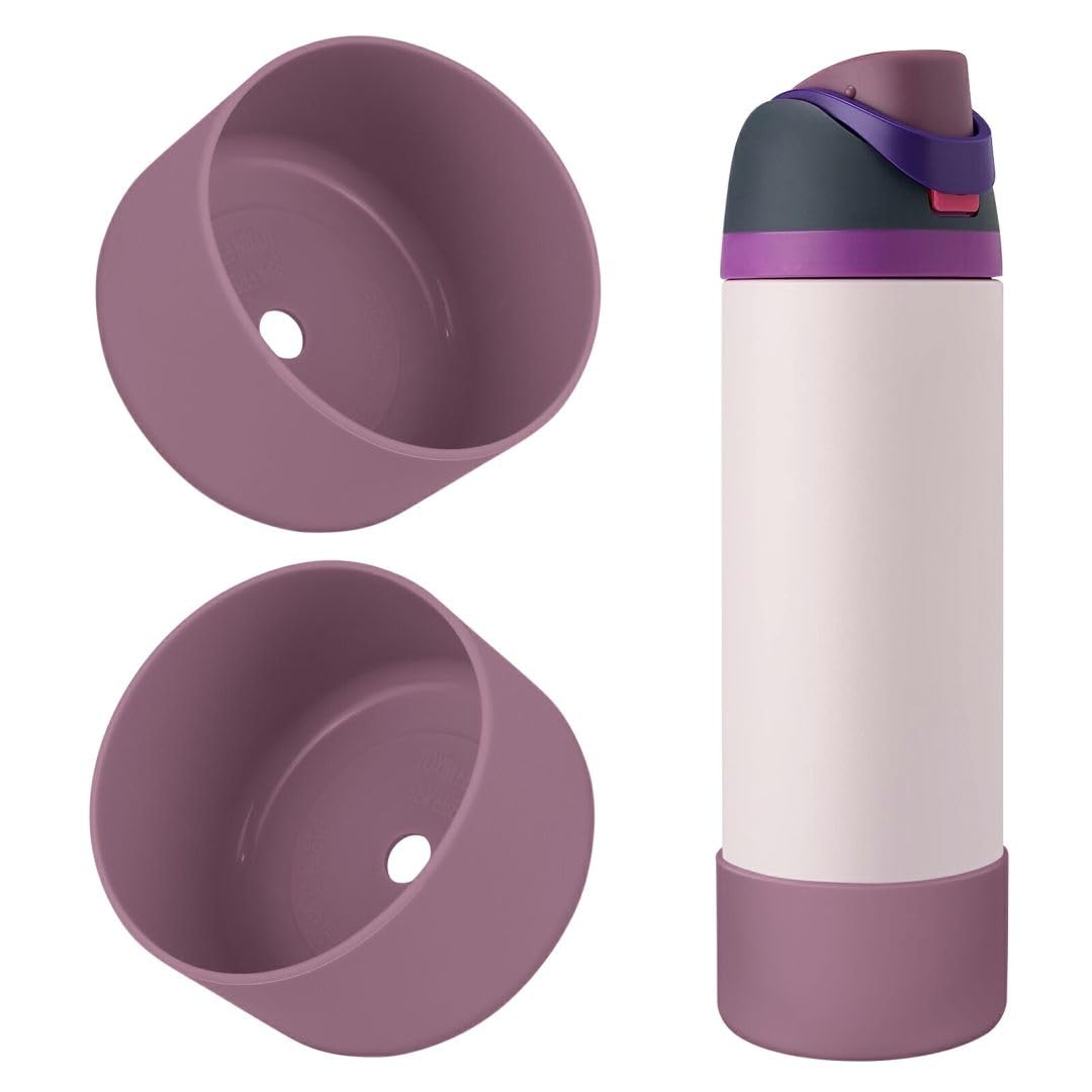 2PCS Silicone Water Bottle Boot, Compatible with Owala 24oz 32oz 40oz, Protective Anti-Scratch & Anti-Dent No Noise Sleeve Cover for FreeSip/Twist/Flip Water Bottles (Burgundy, 24 Ounces)