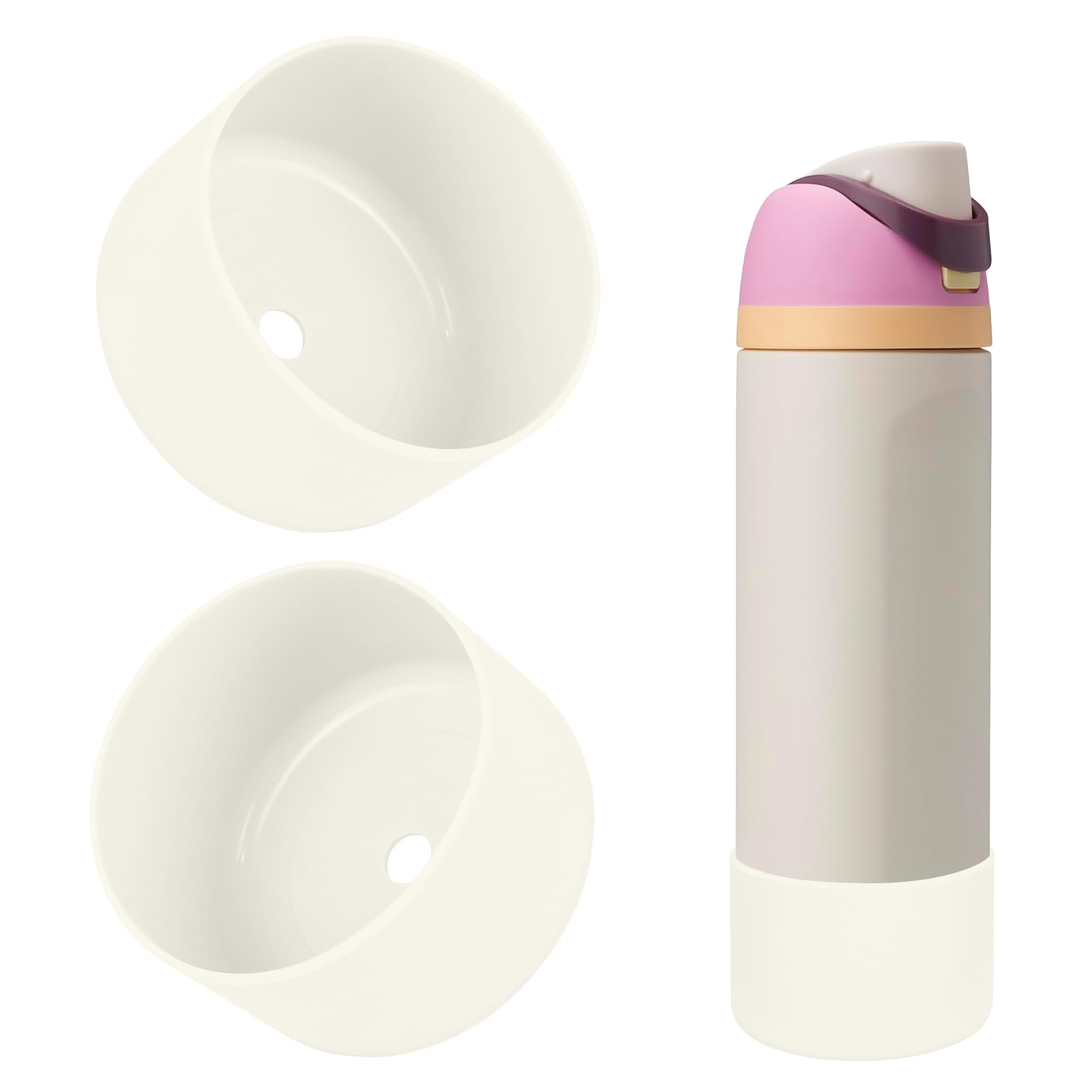 2PCS Silicone Water Bottle Boot, Compatible with Owala 24oz 32oz 40oz, Protective Anti-Scratch & Anti-Dent No Noise Sleeve Cover for FreeSip/Twist/Flip Water Bottles (Burgundy, 24 Ounces)