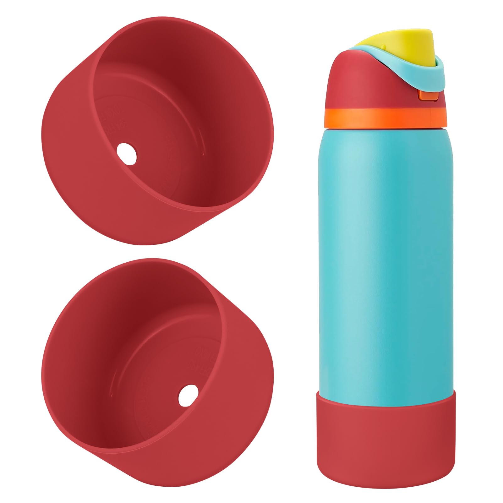 2PCS Silicone Water Bottle Boot, Compatible with Owala 24oz 32oz 40oz, Protective Anti-Scratch & Anti-Dent No Noise Sleeve Cover for FreeSip/Twist/Flip Water Bottles (Burgundy, 24 Ounces)