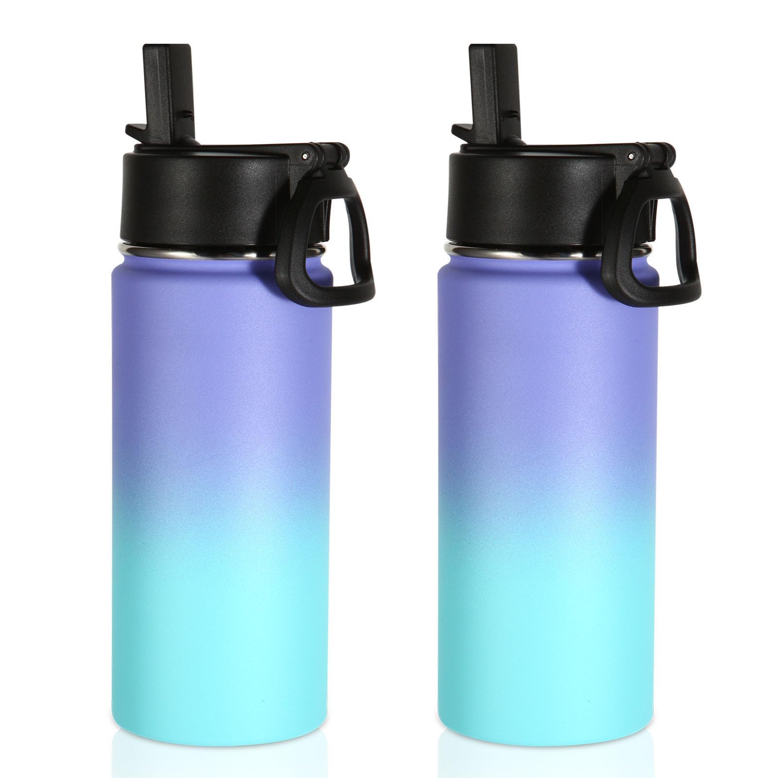 Volhoply 16 OZ Kids Water Bottle Bulk 8 Pack,Insulated Sports Bottles with Straw Lid,Stainless Steel Bottle with Handle Keep Cold & Hot,Double Wall Vacuum Tumbler Cups for School(Assorted, 8)