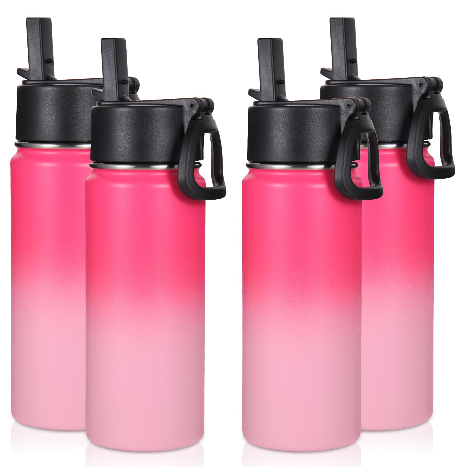 Volhoply 16 OZ Kids Water Bottle Bulk 8 Pack,Insulated Sports Bottles with Straw Lid,Stainless Steel Bottle with Handle Keep Cold & Hot,Double Wall Vacuum Tumbler Cups for School(Assorted, 8)