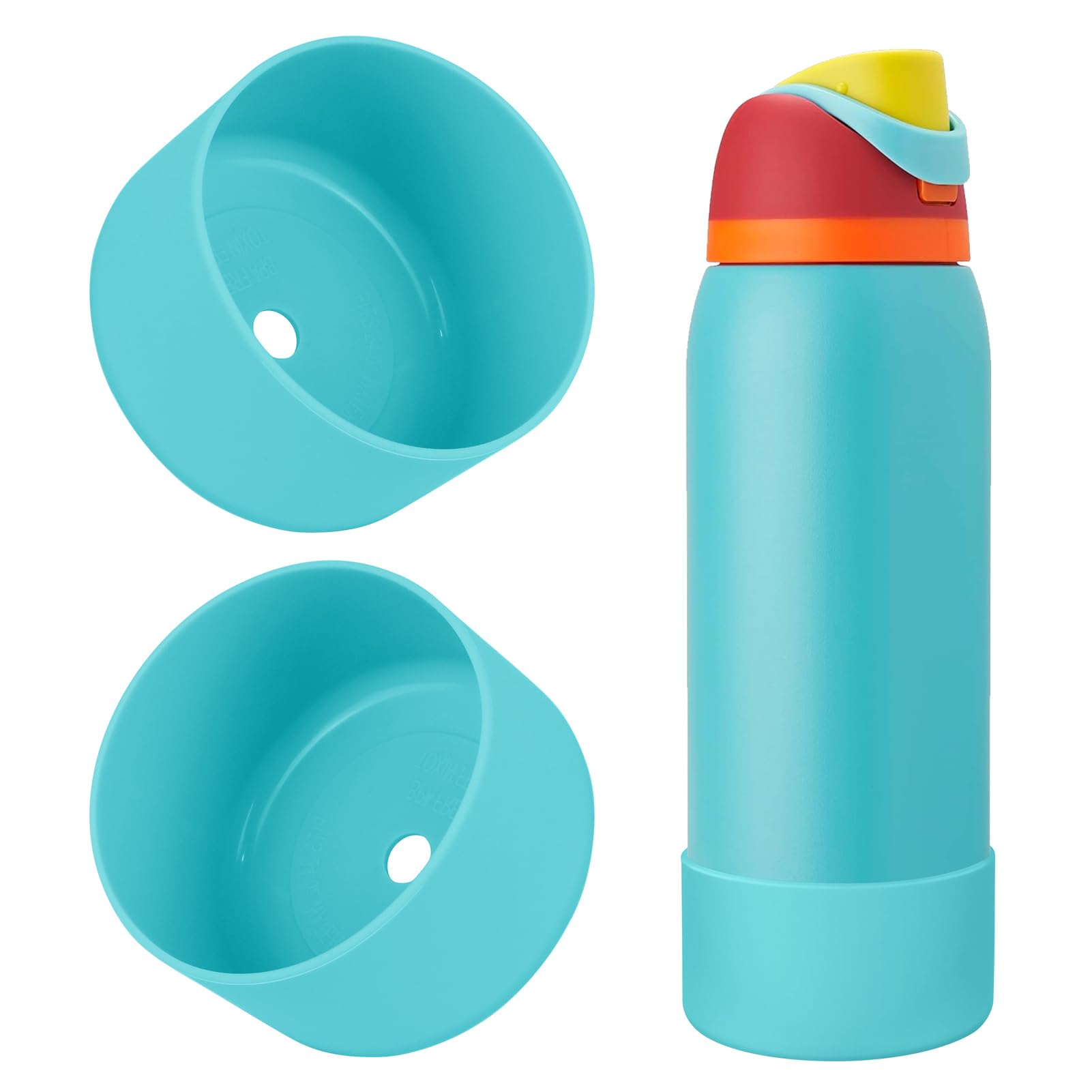 2PCS Silicone Water Bottle Boot, Compatible with Owala 24oz 32oz 40oz, Protective Anti-Scratch & Anti-Dent No Noise Sleeve Cover for FreeSip/Twist/Flip Water Bottles (Burgundy, 24 Ounces)