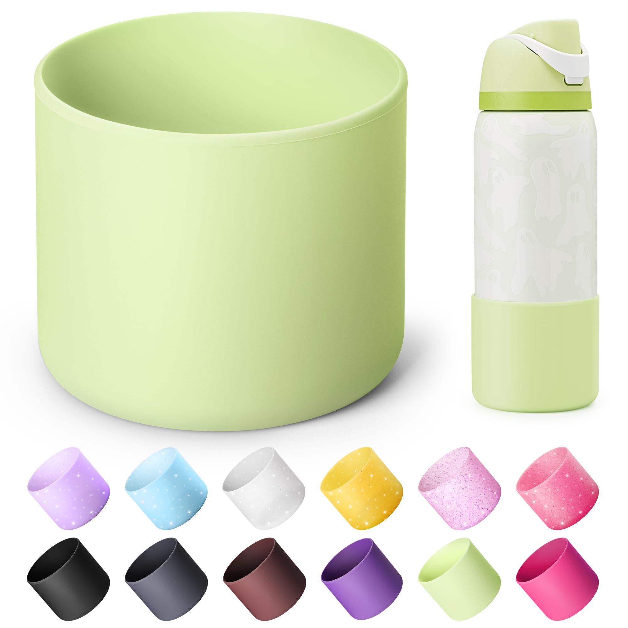 Boot for Owala 24 oz, Anti-Slip Protective Sleeve for Stainless Steel Water Bottle, Silicone Boot Bottom Base (Green)