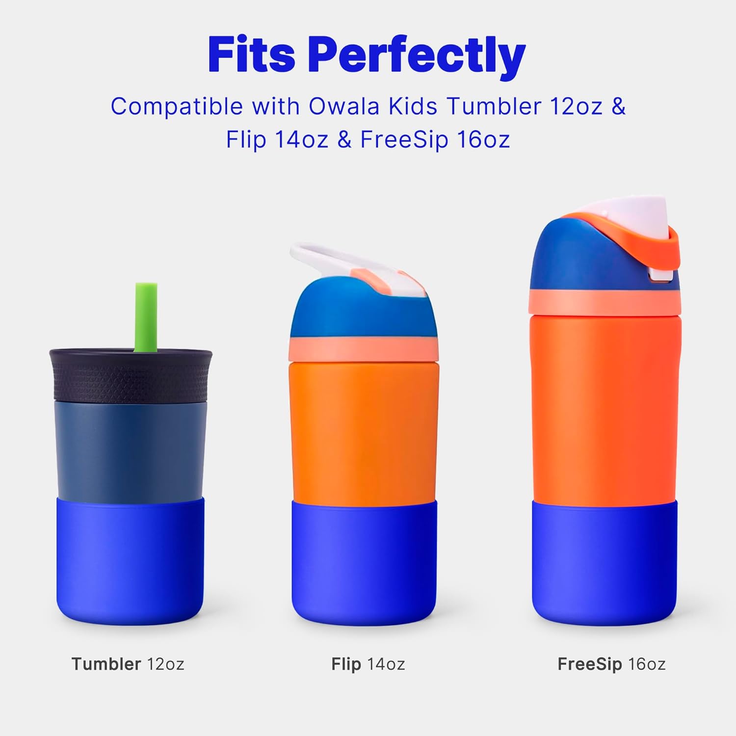 Silicone Boot for Owala FreeSip 16 oz & Flip 14 oz Insulated Stainless-Steel Water Bottle, Anti-Slip Protective Sleeve for Kids 12 oz Tumbler