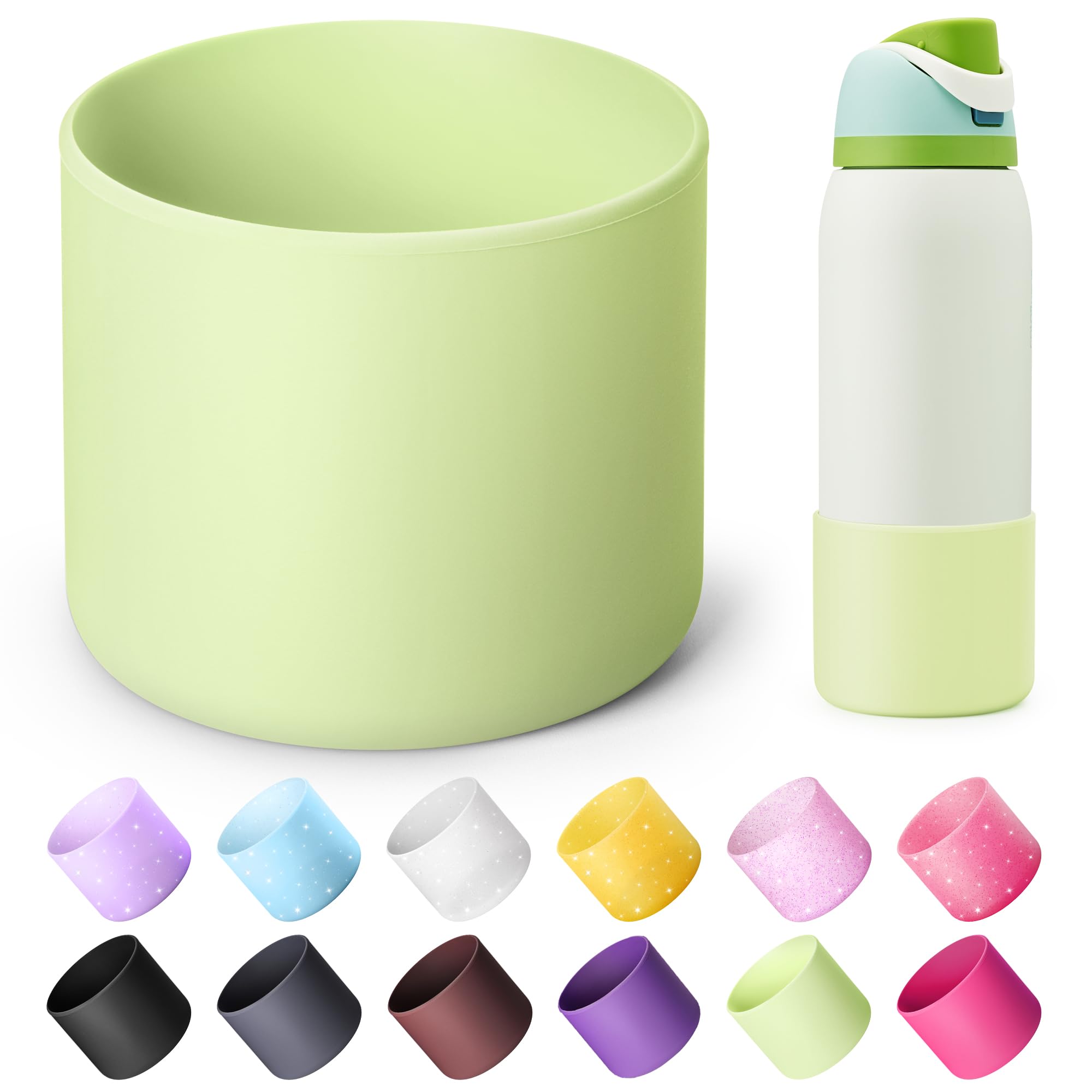 Boot for Owala 24 oz, Anti-Slip Protective Sleeve for Stainless Steel Water Bottle, Silicone Boot Bottom Base (Green)