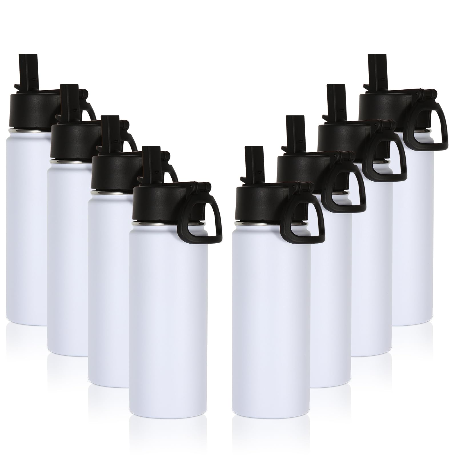 Volhoply 16 OZ Kids Water Bottle Bulk 8 Pack,Insulated Sports Bottles with Straw Lid,Stainless Steel Bottle with Handle Keep Cold & Hot,Double Wall Vacuum Tumbler Cups for School(Assorted, 8)