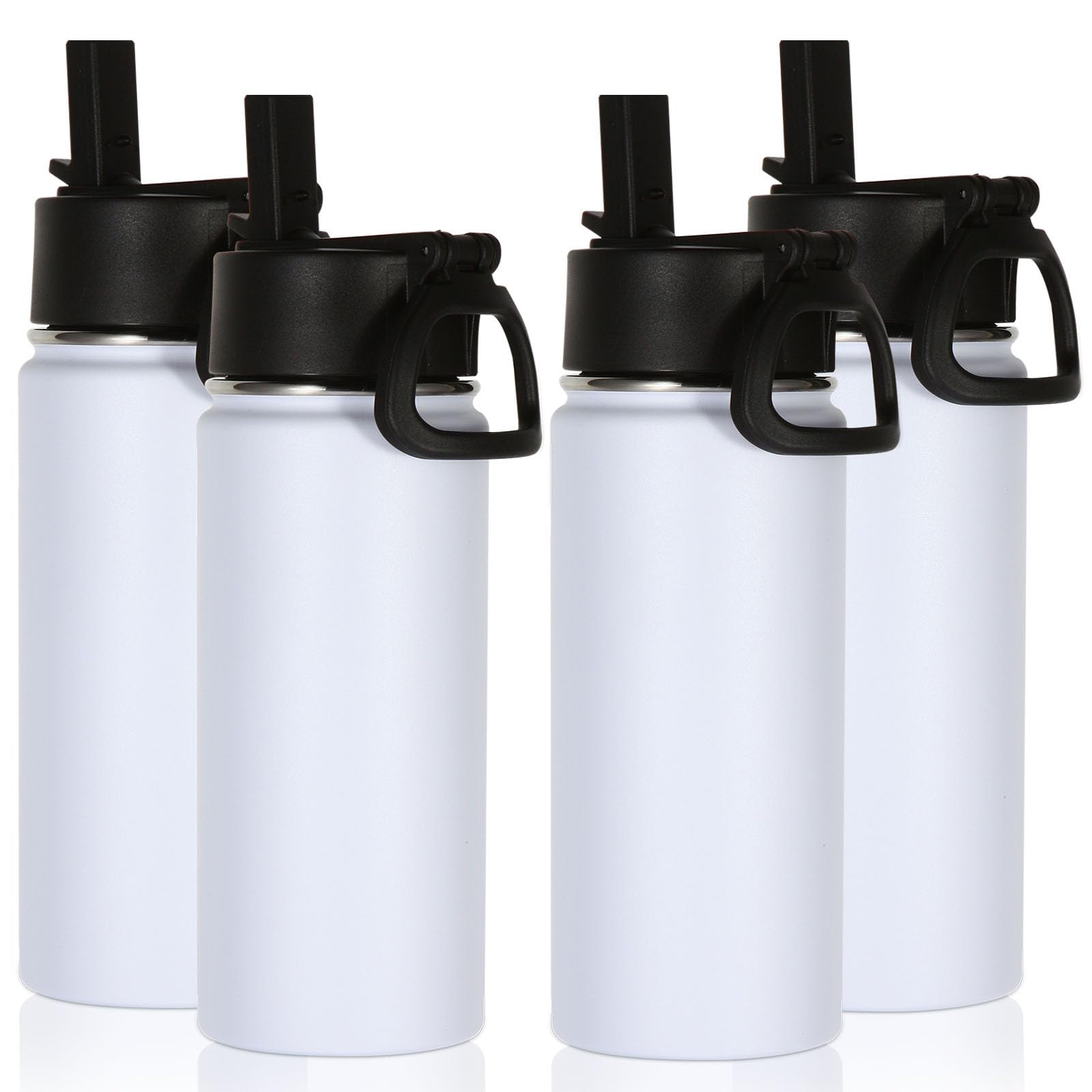 Volhoply 16 OZ Kids Water Bottle Bulk 8 Pack,Insulated Sports Bottles with Straw Lid,Stainless Steel Bottle with Handle Keep Cold & Hot,Double Wall Vacuum Tumbler Cups for School(Assorted, 8)