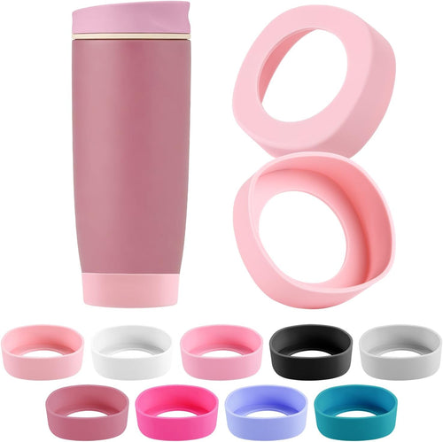2PCS Silicone Boot for Owala SmoothSip Slider Tumbler 12oz 20oz, Protective Anti-Slip Bottom Coffee Travel Mug, BPA Free for Owala Accessories (Pink)
