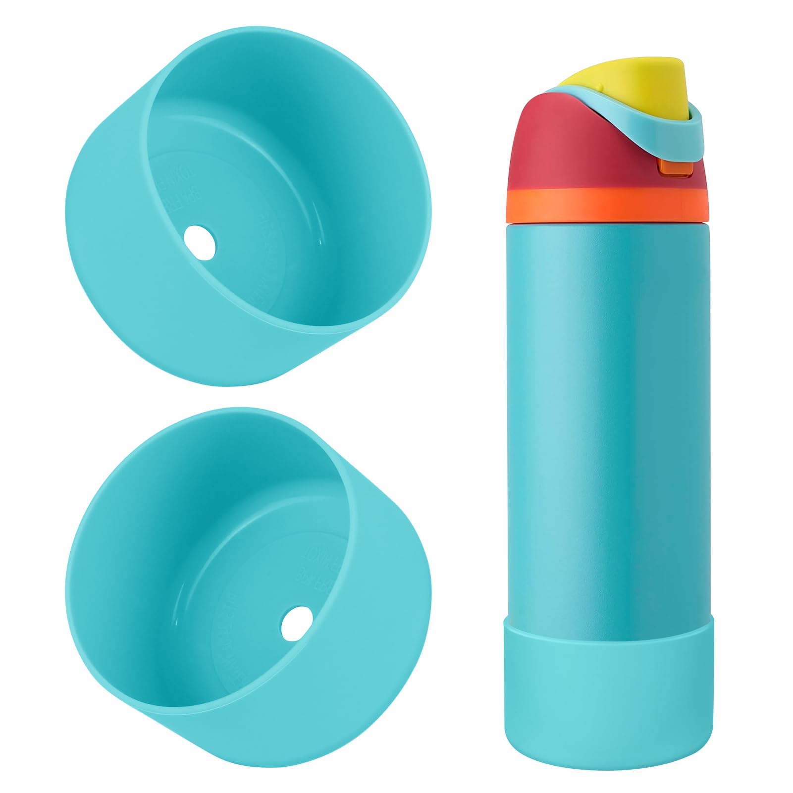 2PCS Silicone Water Bottle Boot, Compatible with Owala 24oz 32oz 40oz, Protective Anti-Scratch & Anti-Dent No Noise Sleeve Cover for FreeSip/Twist/Flip Water Bottles (Burgundy, 24 Ounces)