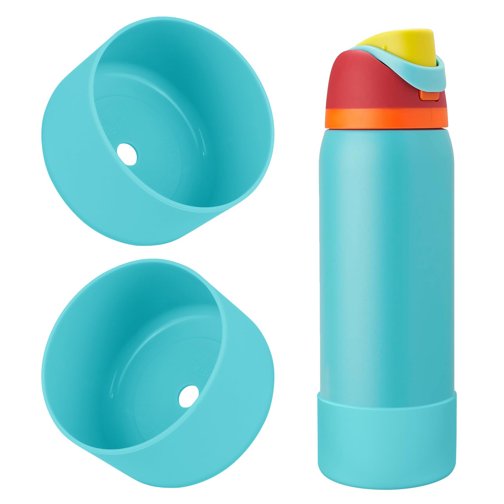 2PCS Silicone Water Bottle Boot, Compatible with Owala 24oz 32oz 40oz, Protective Anti-Scratch & Anti-Dent No Noise Sleeve Cover for FreeSip/Twist/Flip Water Bottles (Burgundy, 24 Ounces)