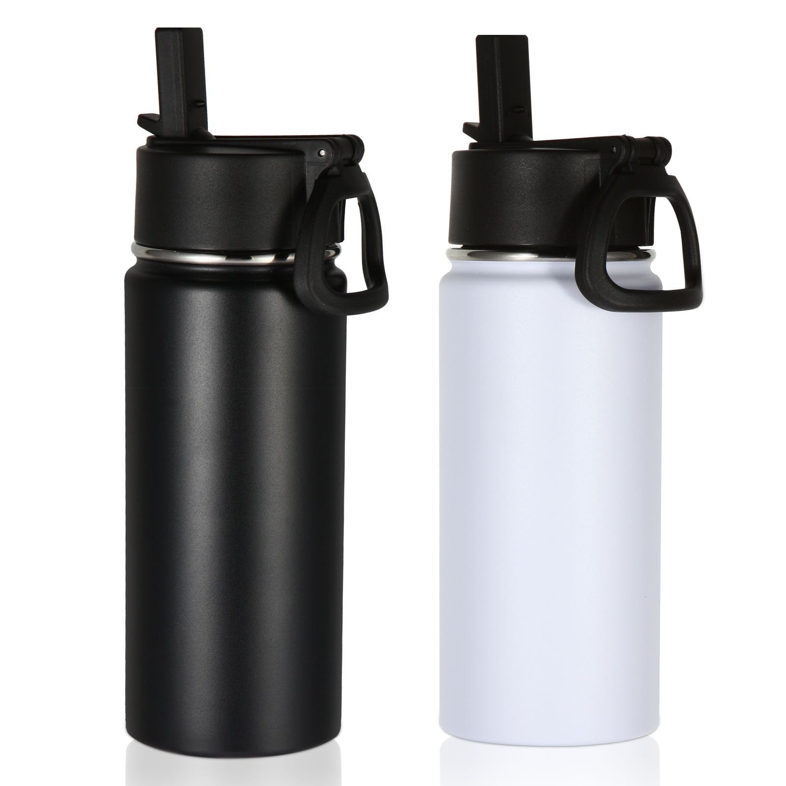 Volhoply 16 OZ Kids Water Bottle Bulk 8 Pack,Insulated Sports Bottles with Straw Lid,Stainless Steel Bottle with Handle Keep Cold & Hot,Double Wall Vacuum Tumbler Cups for School(Assorted, 8)