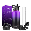 Water Bottle Insulated 32oz 40oz 64oz 128oz Straw Lid Spout Lid & 3 Lids, Leak Proof, Vacuum Insulated,Stainless Steel Water Bottle Wide Mouth for Sports, Gym or Office