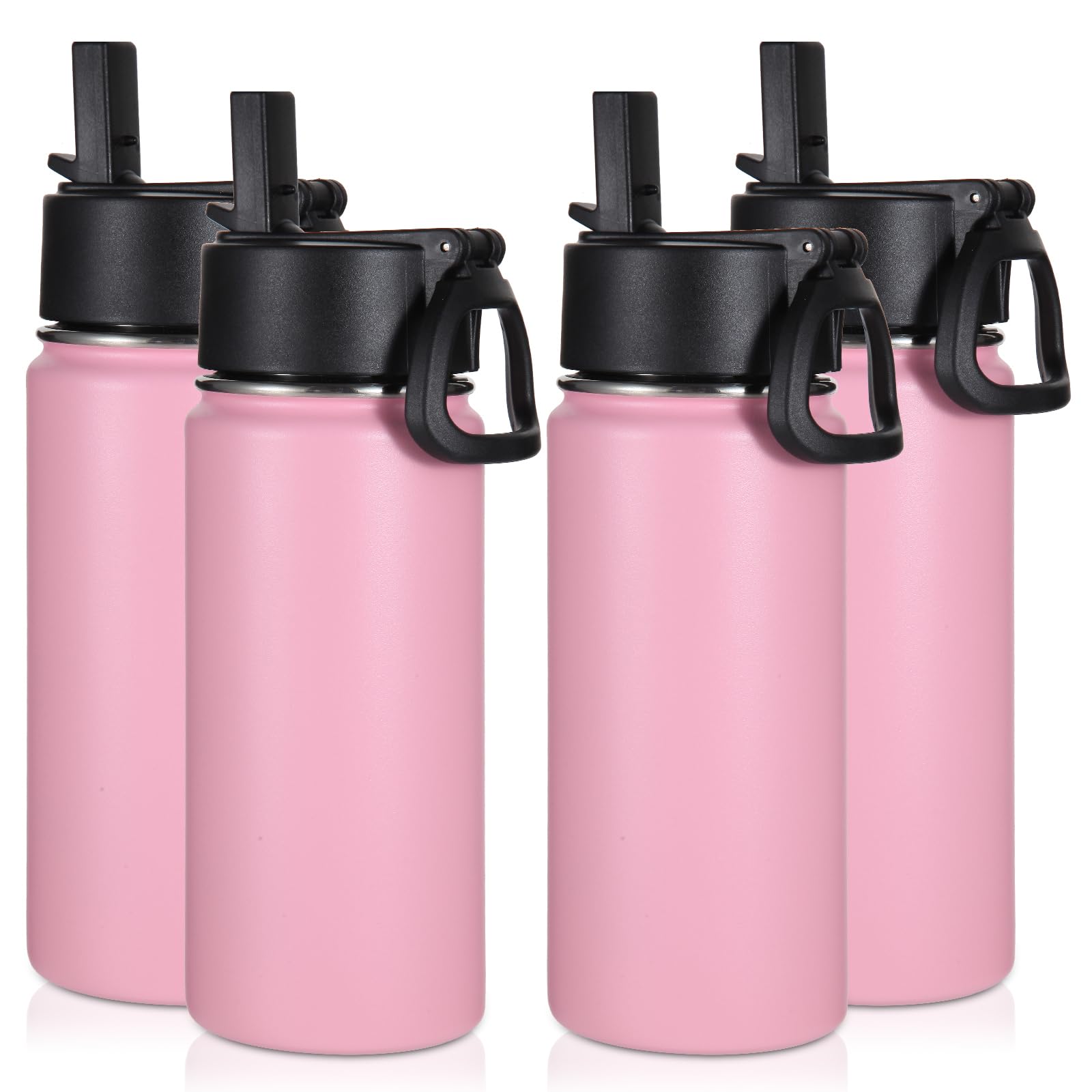 Volhoply 16 OZ Kids Water Bottle Bulk 8 Pack,Insulated Sports Bottles with Straw Lid,Stainless Steel Bottle with Handle Keep Cold & Hot,Double Wall Vacuum Tumbler Cups for School(Assorted, 8)