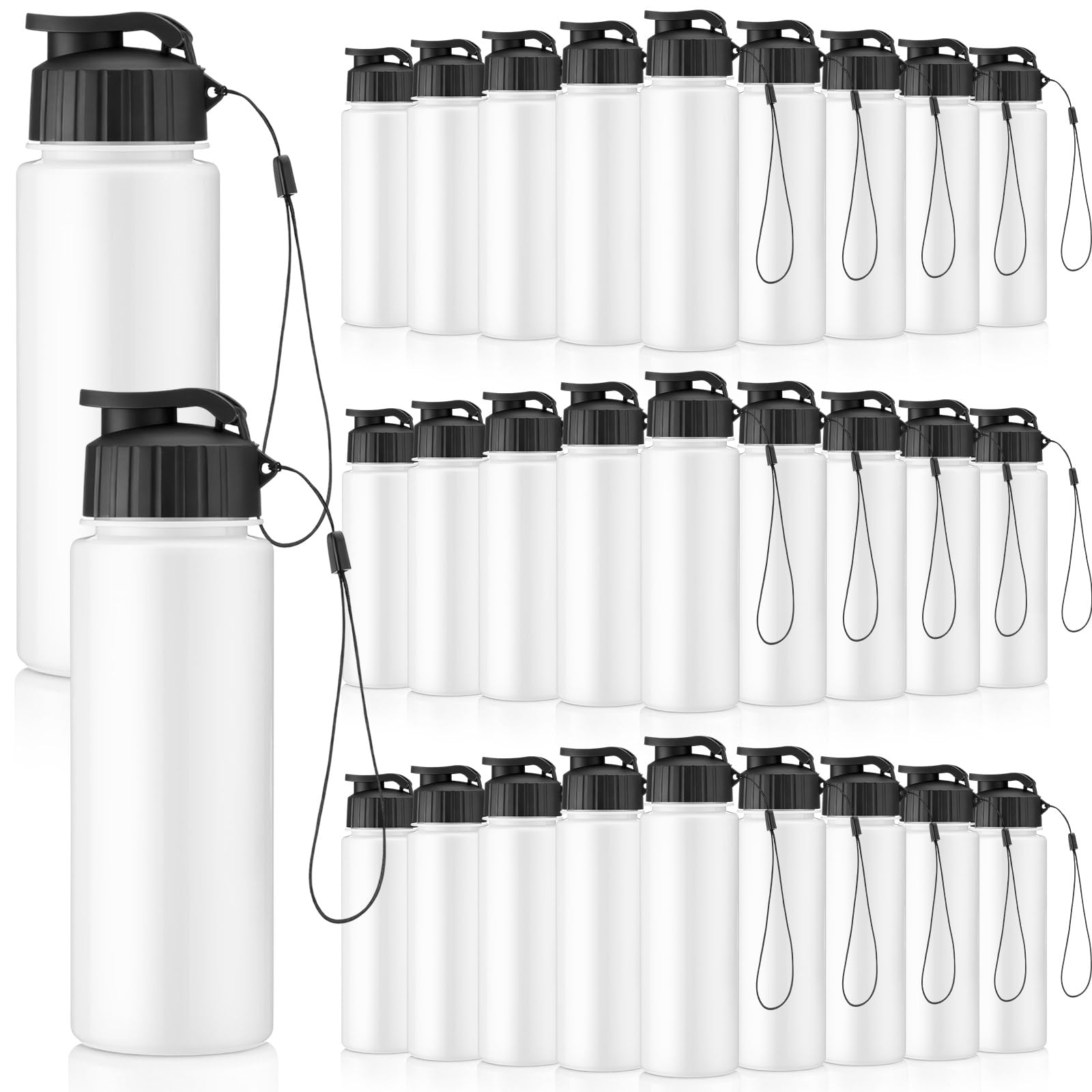 Mifoci 72 Pieces Water Bottle Bulk 17 oz Plastic Water Bottles Bulk Gym Sports Adults Reusable Large Bottles with Leak Proof Flip Top for Party Outdoor (Black)