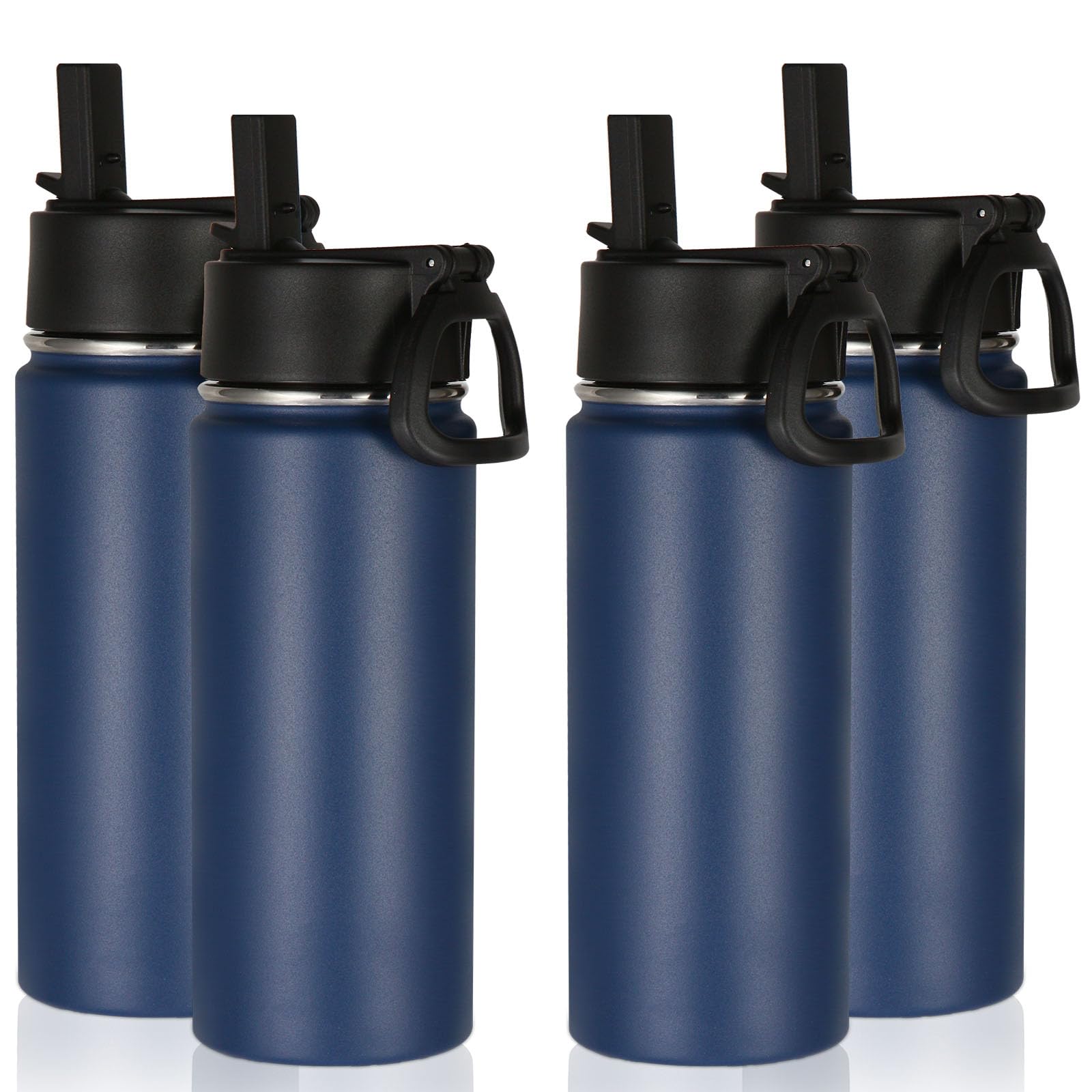 Volhoply 16 OZ Kids Water Bottle Bulk 8 Pack,Insulated Sports Bottles with Straw Lid,Stainless Steel Bottle with Handle Keep Cold & Hot,Double Wall Vacuum Tumbler Cups for School(Assorted, 8)