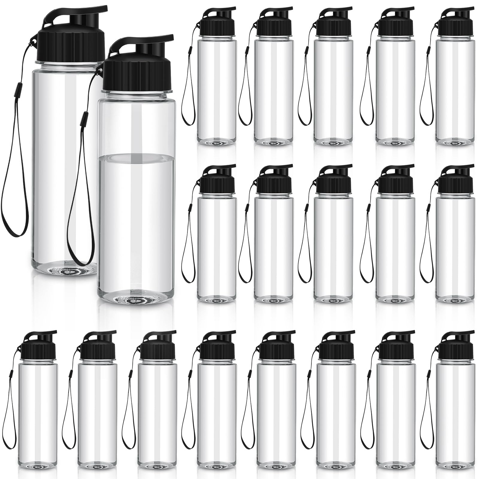 Mifoci 72 Pieces Water Bottle Bulk 17 oz Plastic Water Bottles Bulk Gym Sports Adults Reusable Large Bottles with Leak Proof Flip Top for Party Outdoor (Black)