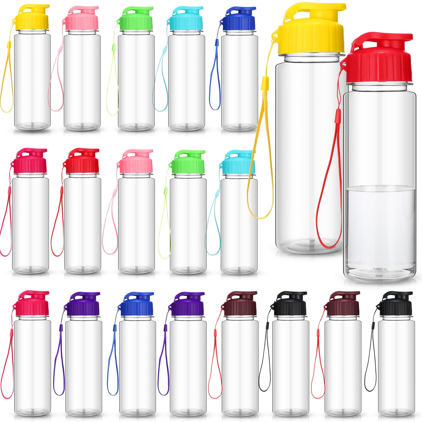 Mifoci 72 Pieces Water Bottle Bulk 17 oz Plastic Water Bottles Bulk Gym Sports Adults Reusable Large Bottles with Leak Proof Flip Top for Party Outdoor (Black)