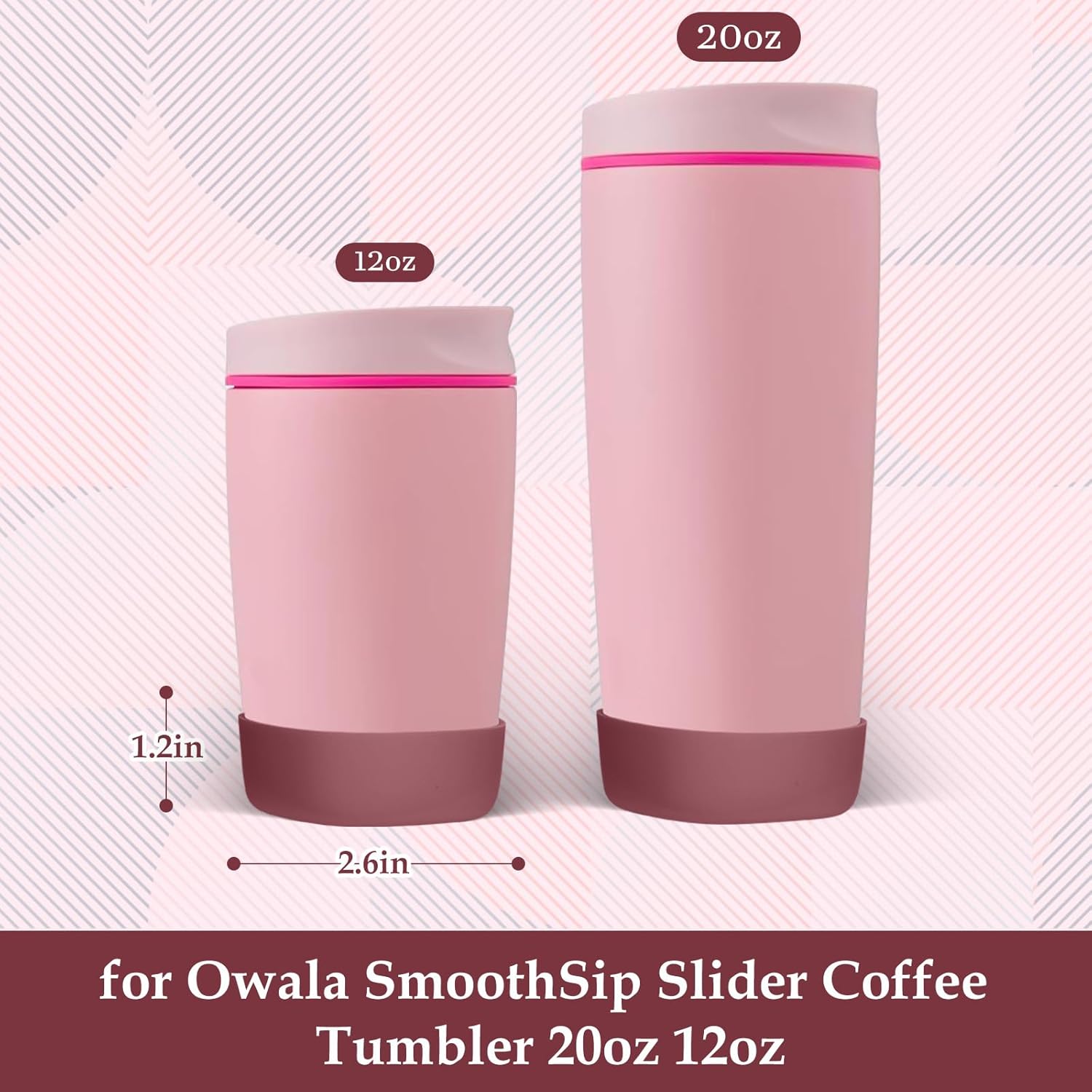 Mity rain 2PCS Protective Boot Compatible with Owala SmoothSip Slider 12 oz & 20 oz, Coffee Tumbler Silicone Boot Travel Mug Accessories,Anti-Slip, Noise-Reducing,Prevents Scratches