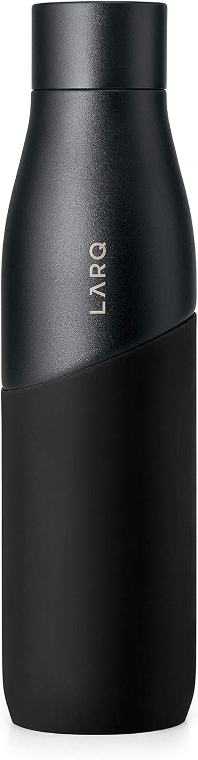 LARQ Bottle Movement PureVis 32 oz- Lightweight Self-Cleaning and Non-Insulated Stainless Steel Water Bottle with UV Water Purifier | Reusable & Travel Friendly, 1-Year Warranty, Black/Onyx