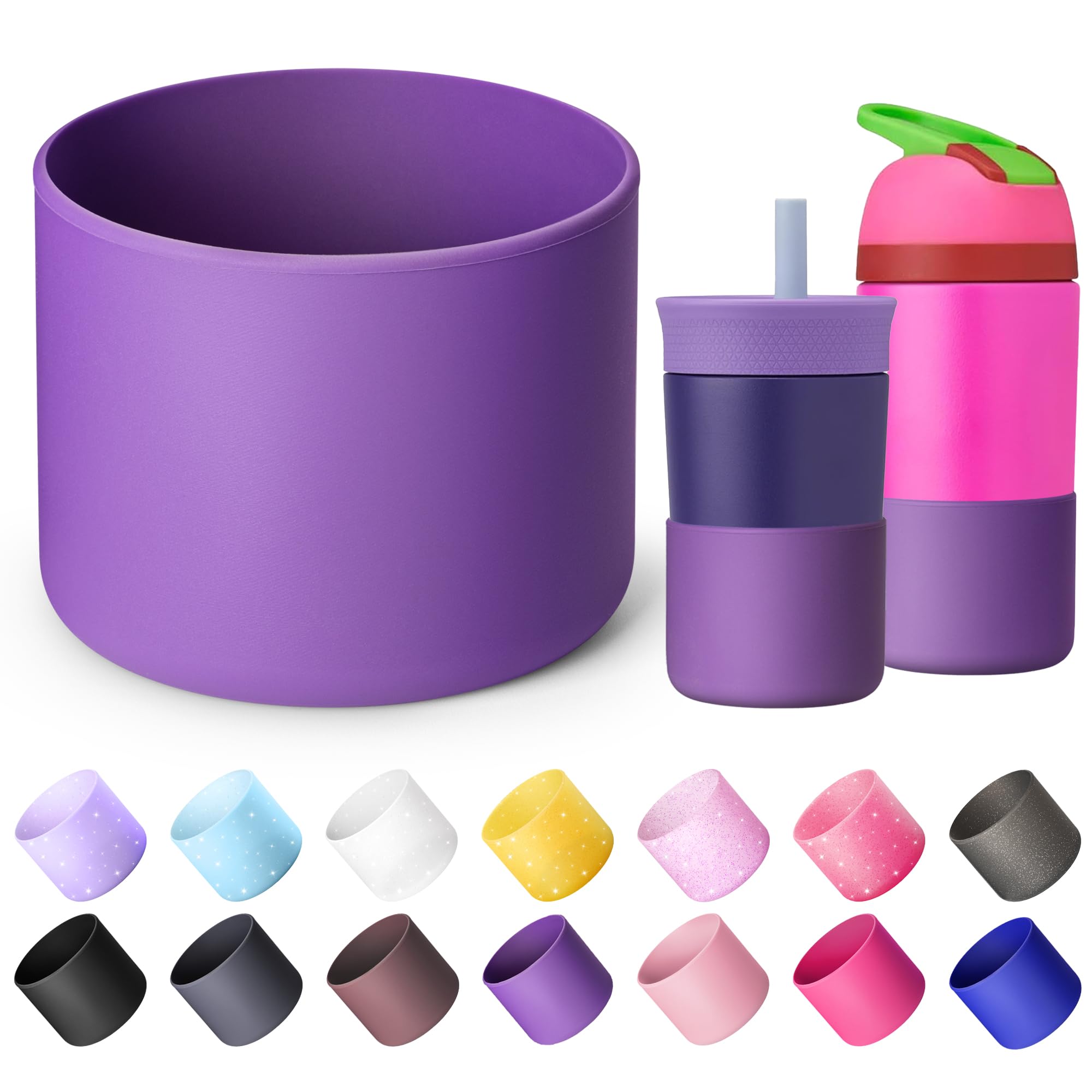 Silicone Boot for Owala FreeSip 16 oz & Flip 14 oz Insulated Stainless-Steel Water Bottle, Anti-Slip Protective Sleeve for Kids 12 oz Tumbler