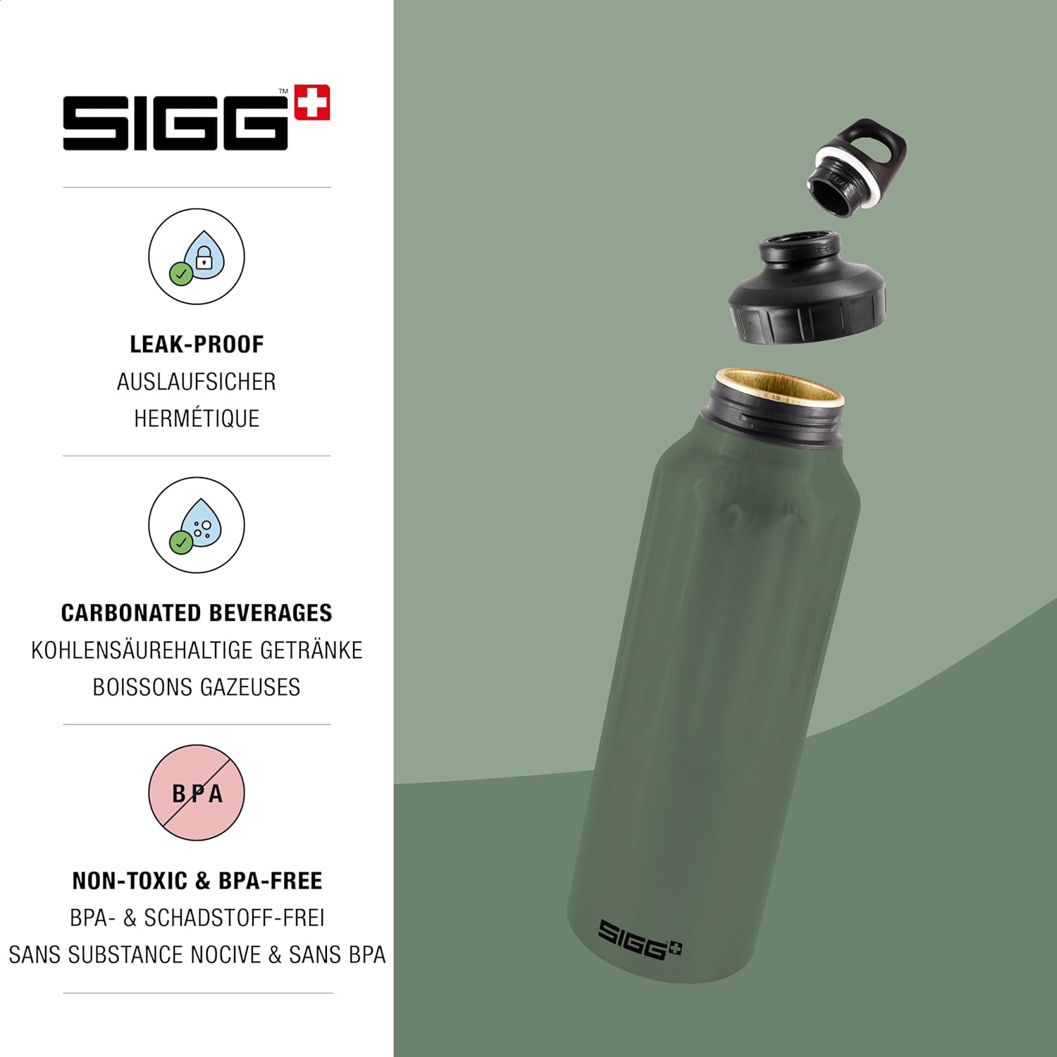 SIGG - Outdoor Water Bottle - WMB Traveller 51 OZ - Swiss Made - Carbonated Drinks - Leakproof, Recycled, Carbon Neutral