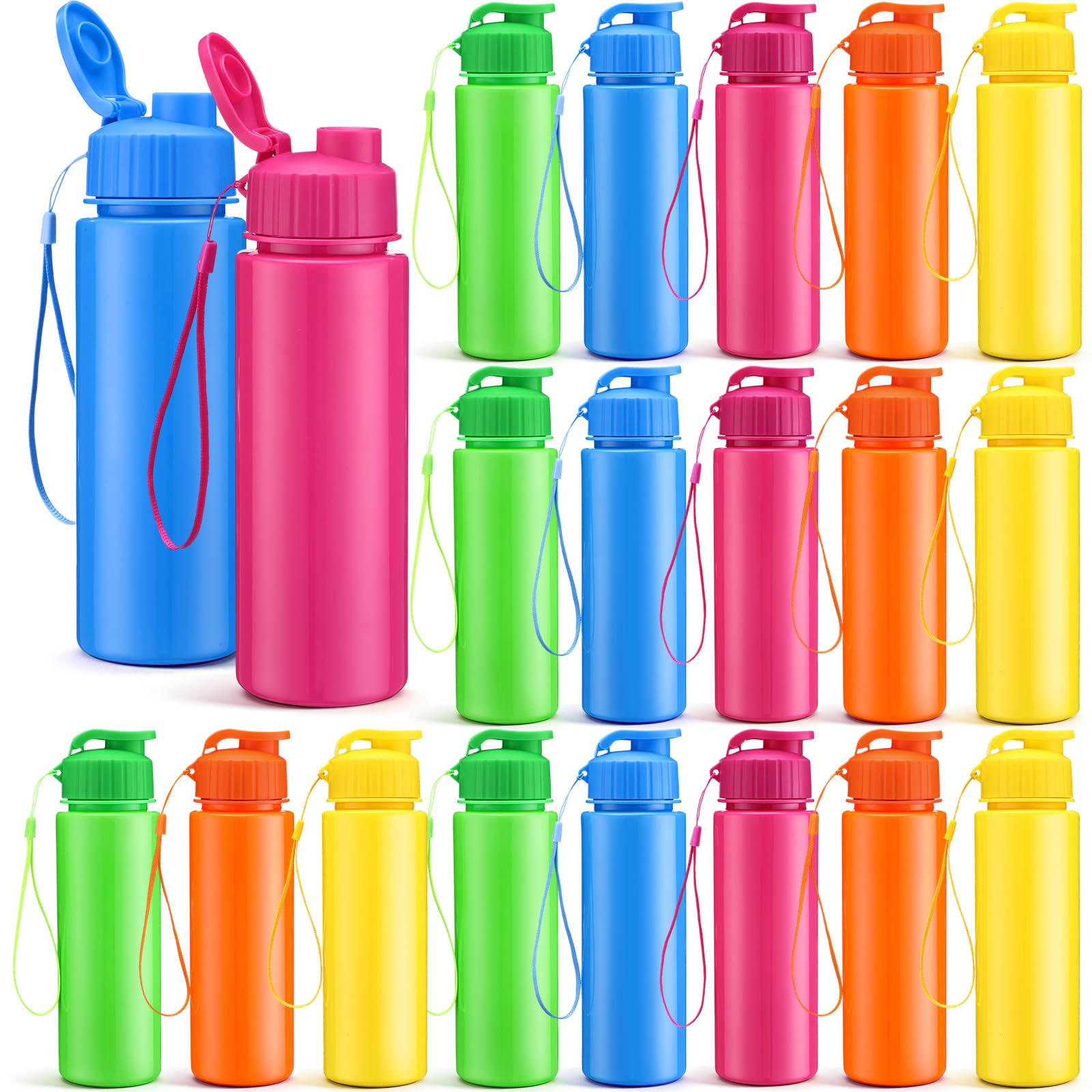 Mifoci 72 Pieces Water Bottle Bulk 17 oz Plastic Water Bottles Bulk Gym Sports Adults Reusable Large Bottles with Leak Proof Flip Top for Party Outdoor (Black)