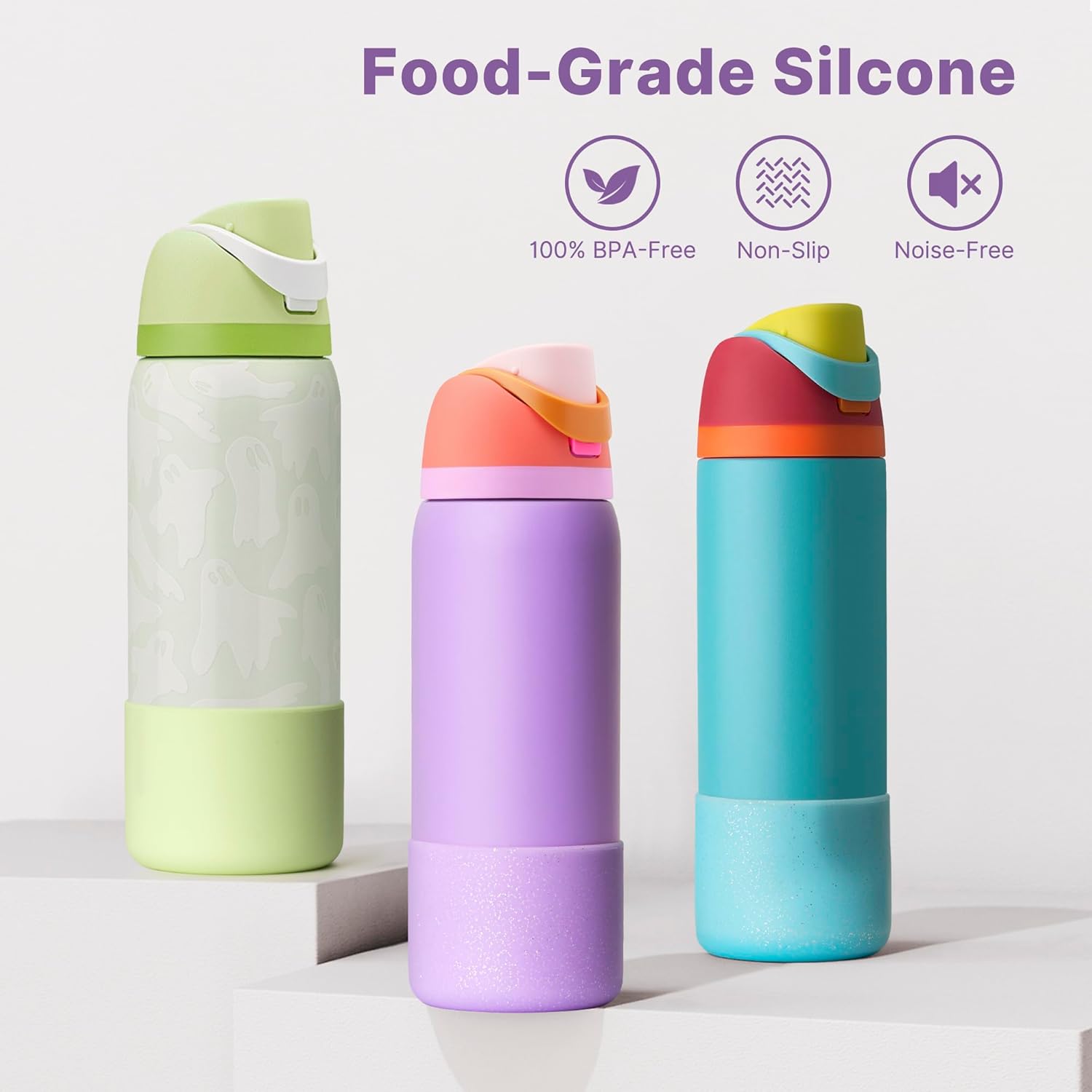 Boot for Owala 24 oz, Anti-Slip Protective Sleeve for Stainless Steel Water Bottle, Silicone Boot Bottom Base (Green)