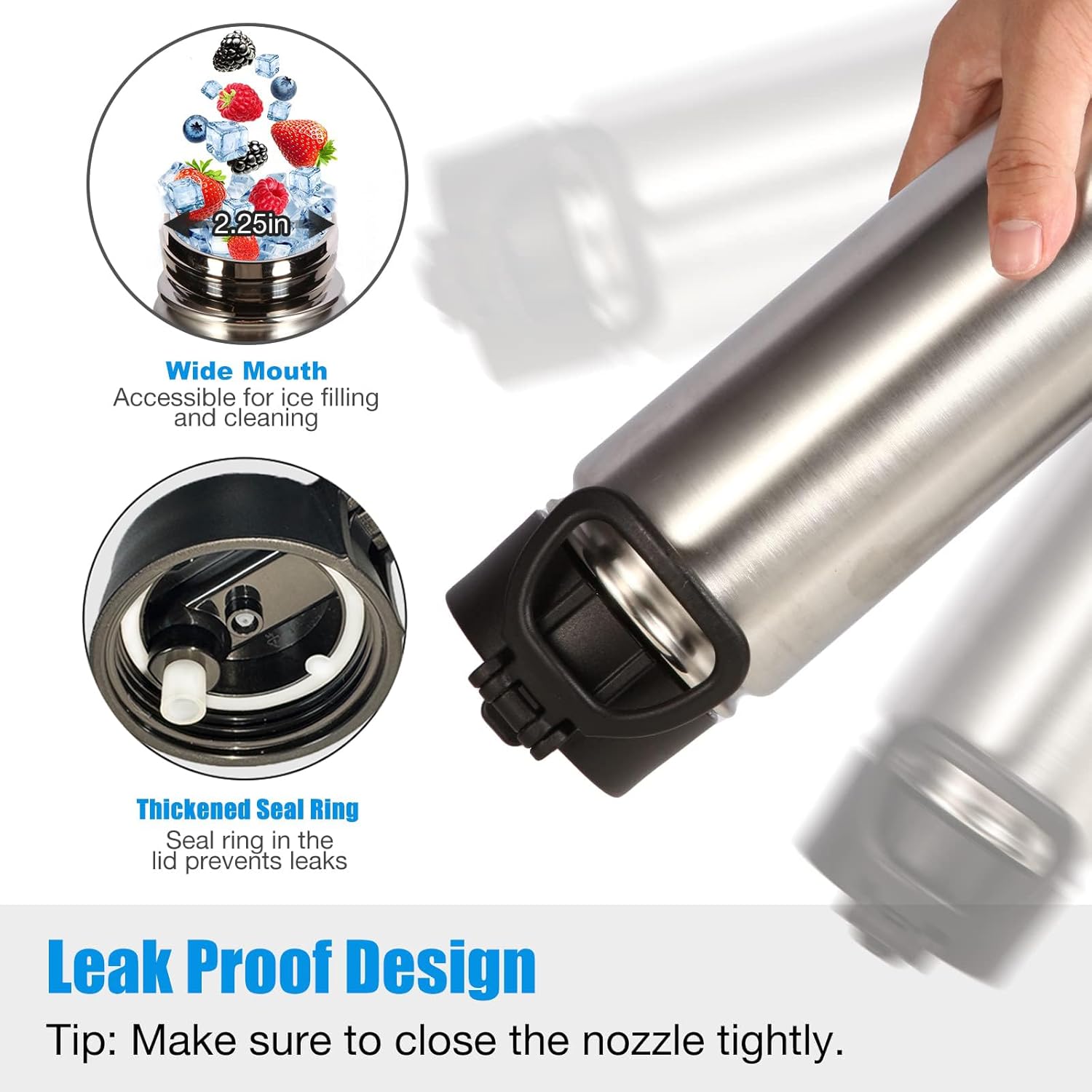 Volhoply 24oz Insulated Water Bottle With Straw Bulk 8 Pack,Metal Wide Mouth Water Bottles With Handle Lid Keep Cold,Reusable Double Wall Cups,Powder Coated Sport Bottle For Holder(silver,8 count)