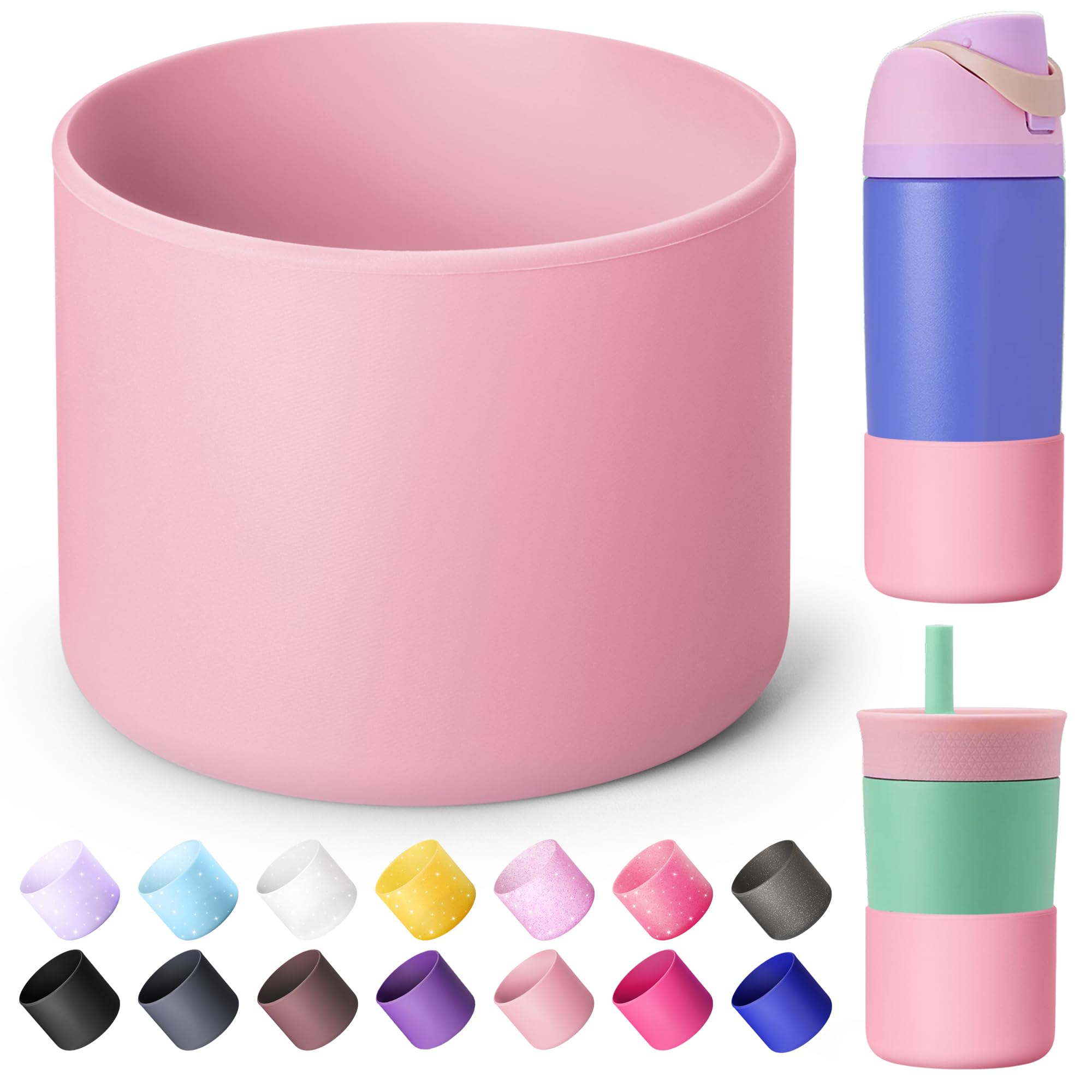 Silicone Boot for Owala FreeSip 16 oz & Flip 14 oz Insulated Stainless-Steel Water Bottle, Anti-Slip Protective Sleeve for Kids 12 oz Tumbler