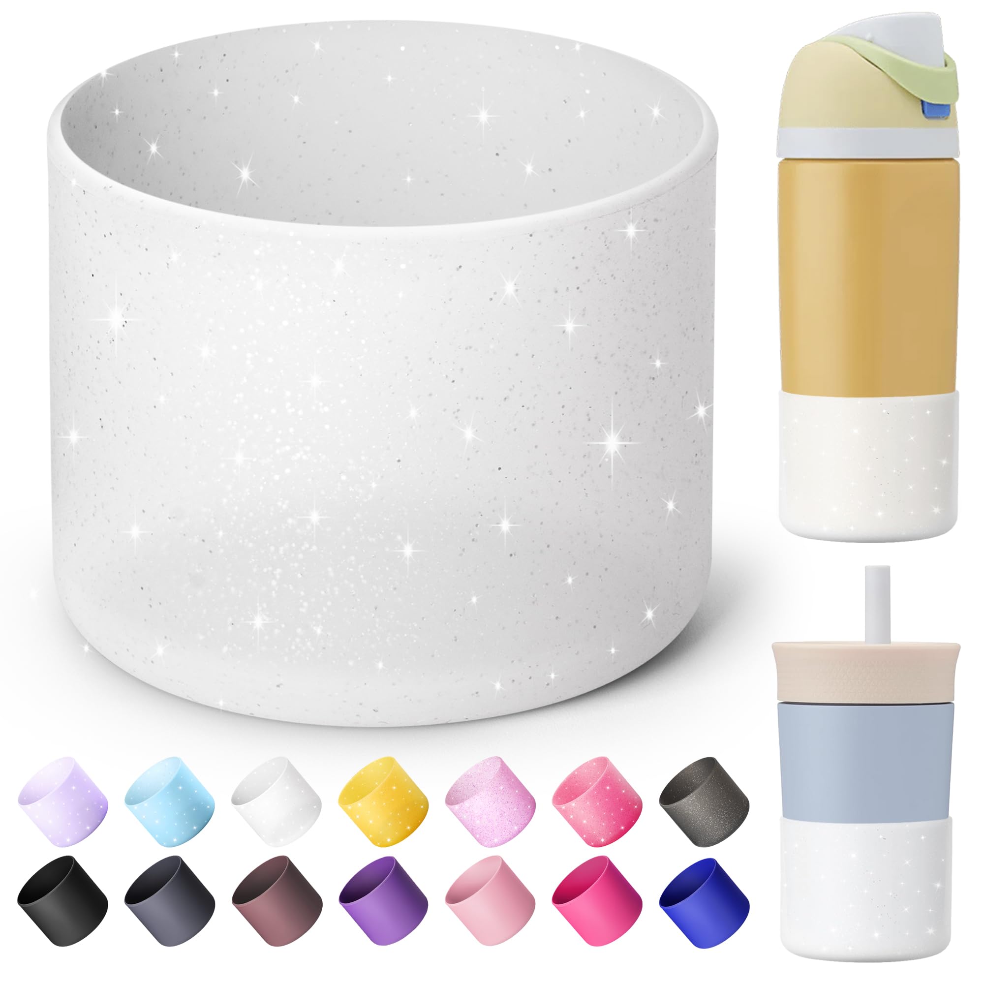 Silicone Boot for Owala FreeSip 16 oz & Flip 14 oz Insulated Stainless-Steel Water Bottle, Anti-Slip Protective Sleeve for Kids 12 oz Tumbler