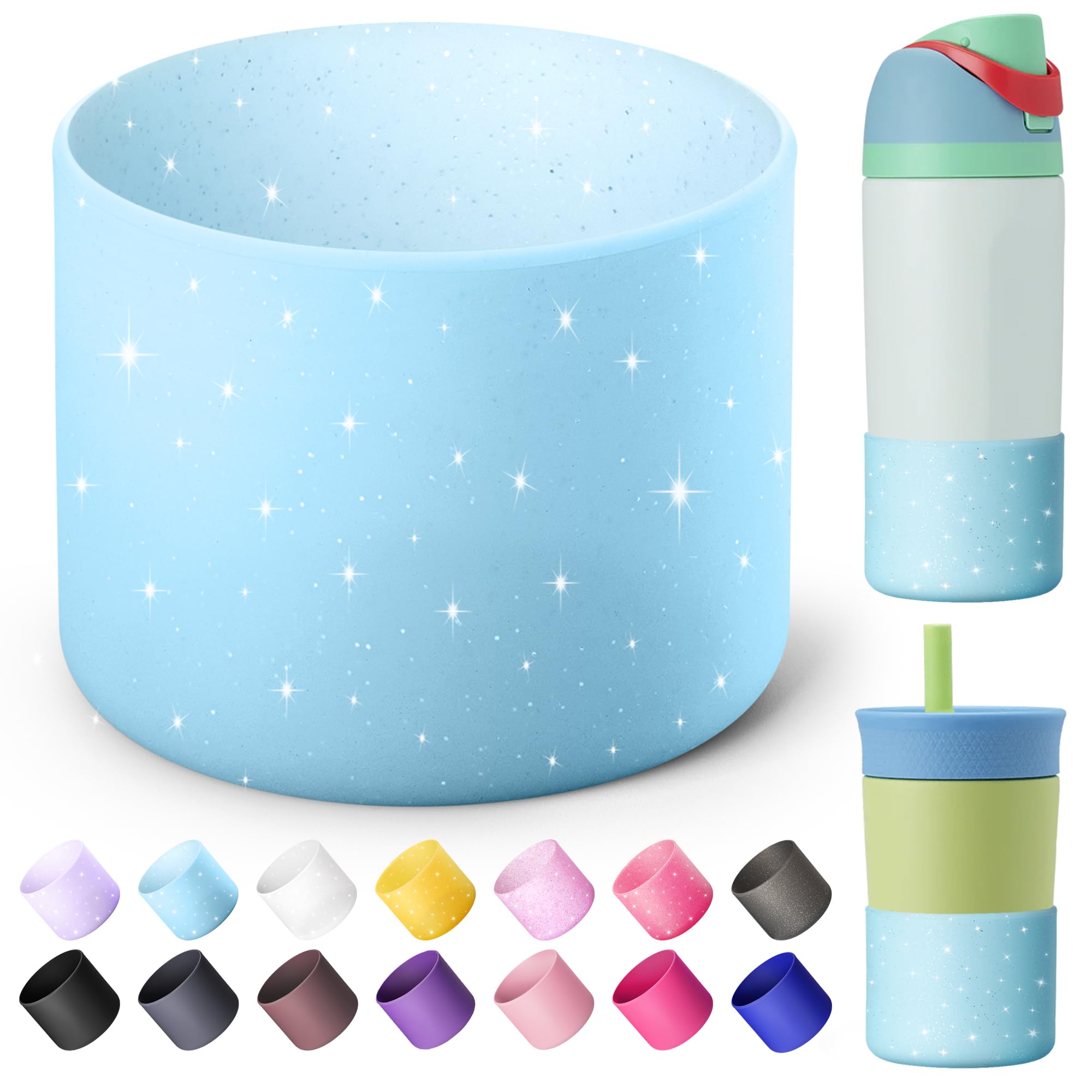 Silicone Boot for Owala FreeSip 16 oz & Flip 14 oz Insulated Stainless-Steel Water Bottle, Anti-Slip Protective Sleeve for Kids 12 oz Tumbler