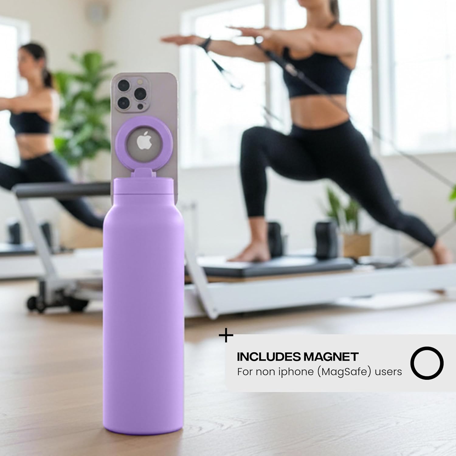 Ringo PRO Water Bottle with Magnetic Phone Mount & Sip Straw Lid - Insulated Stainless Steel Bottle for Workouts, Content Creation, Navigation & Facetime on the Go, 12Hrs Hot/24Hrs Cold Lilac-24oz