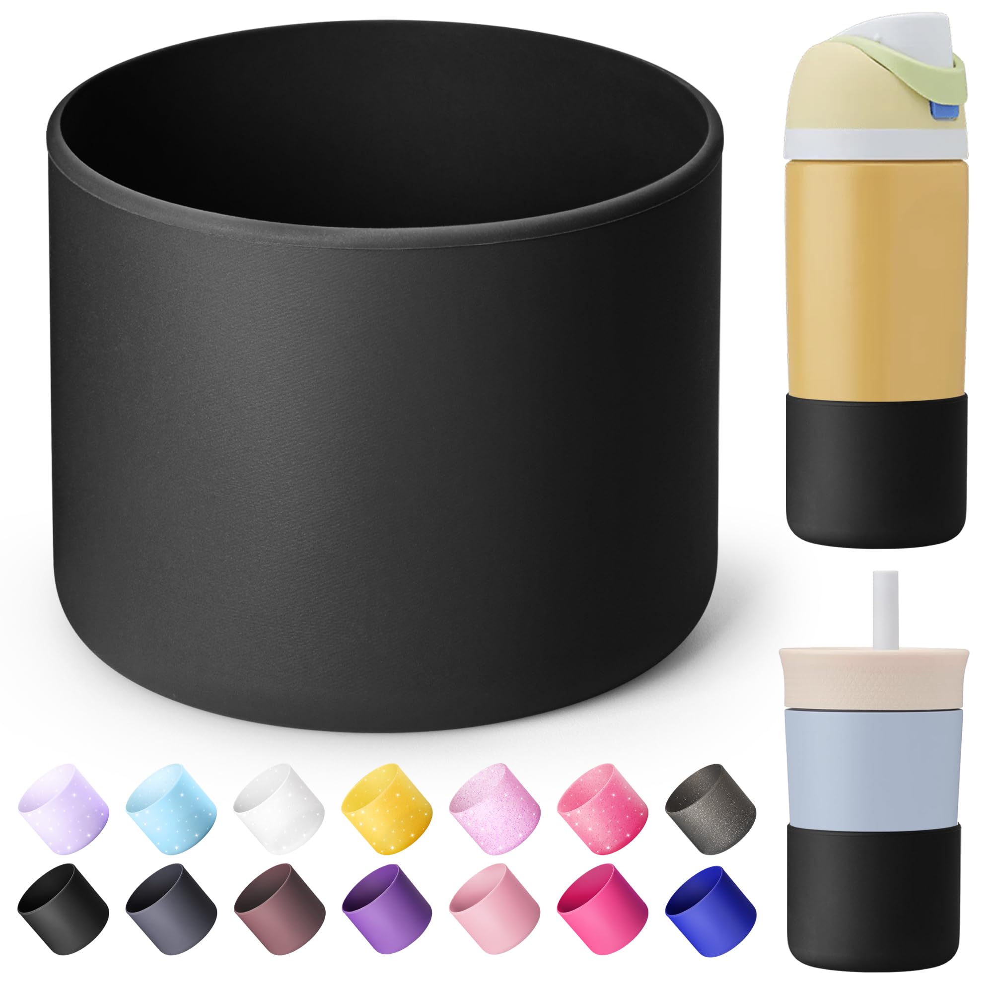 Silicone Boot for Owala FreeSip 16 oz & Flip 14 oz Insulated Stainless-Steel Water Bottle, Anti-Slip Protective Sleeve for Kids 12 oz Tumbler