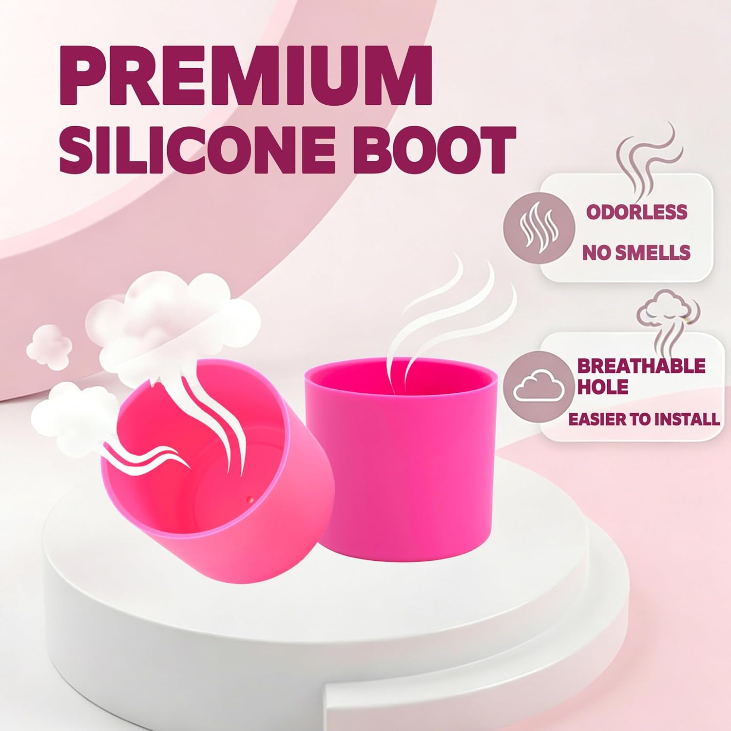 Silicone Boot for HydroJug 20 oz Insulated Kids Bottles & Tumblers - Non-Slip, Scratch-Resistant, Stability Enhancer, Anti-Slip Protective Sleeve (Rose)