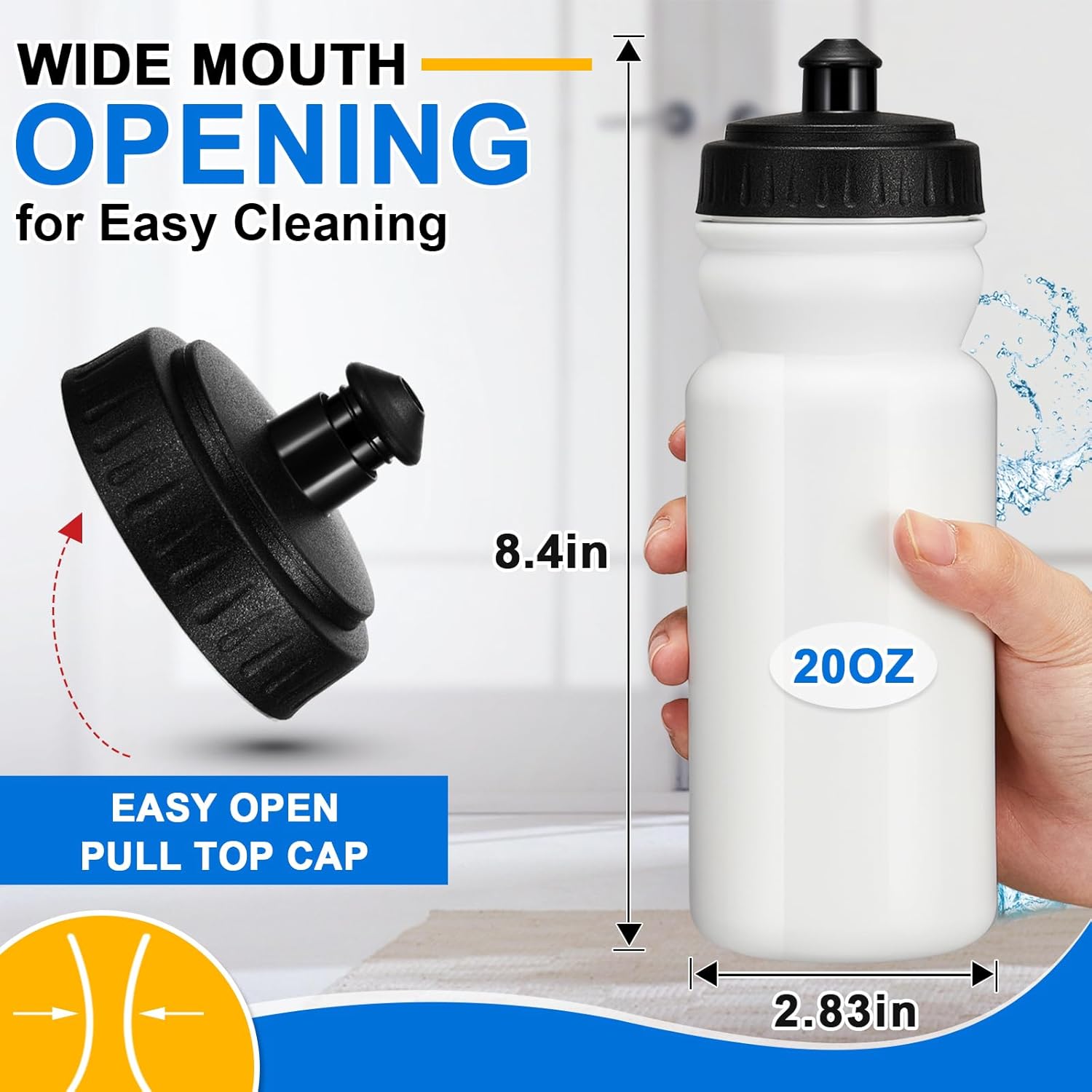 Suclain 50 Pieces Sports Water Bottles 20 oz Water Bottles Squeeze in Bulk Reusable Plastic Water Bottles BPA Free Blank Water Bottles for Major Sporting Events Adults