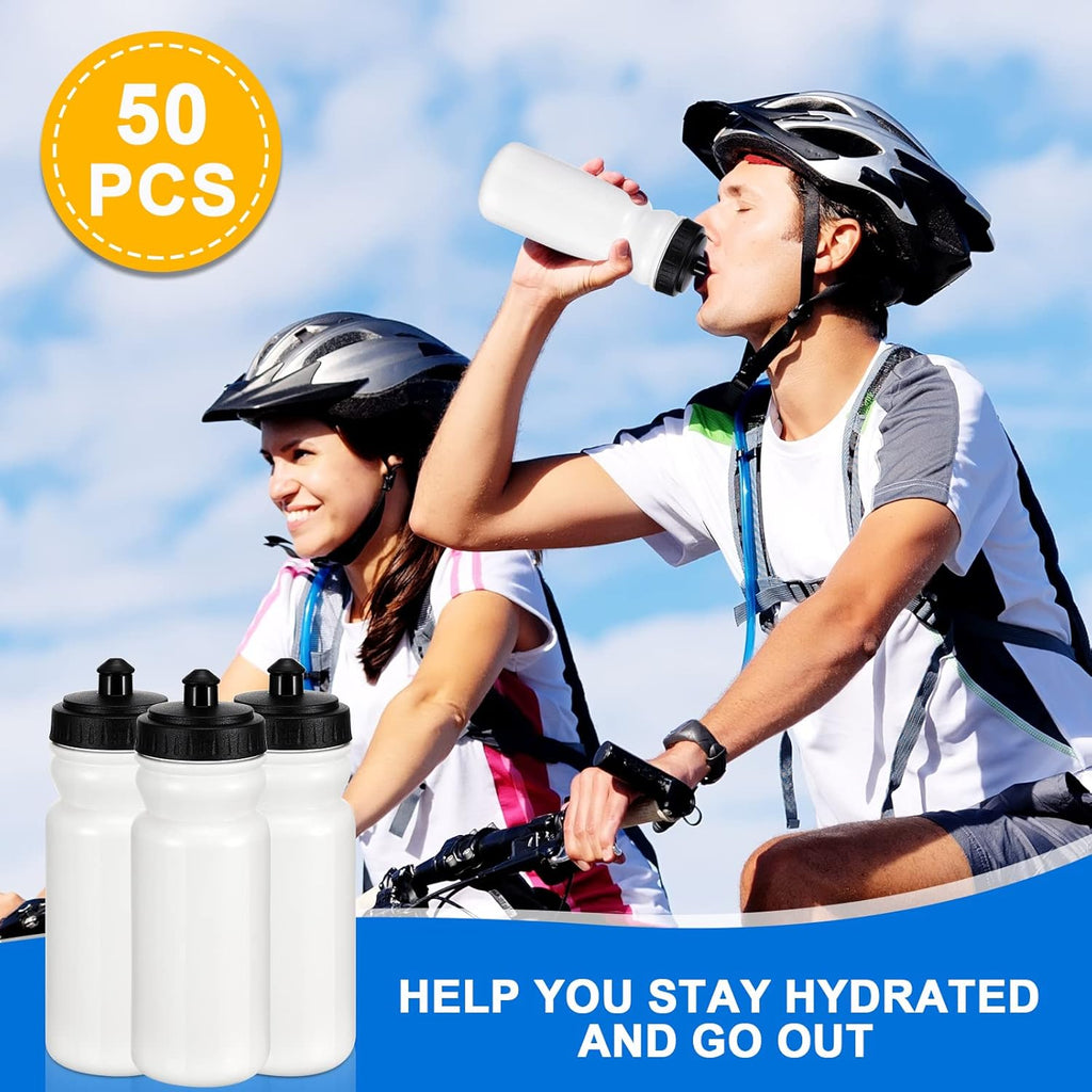 Suclain 50 Pieces Sports Water Bottles 20 oz Water Bottles Squeeze in Bulk Reusable Plastic Water Bottles BPA Free Blank Water Bottles for Major Sporting Events Adults