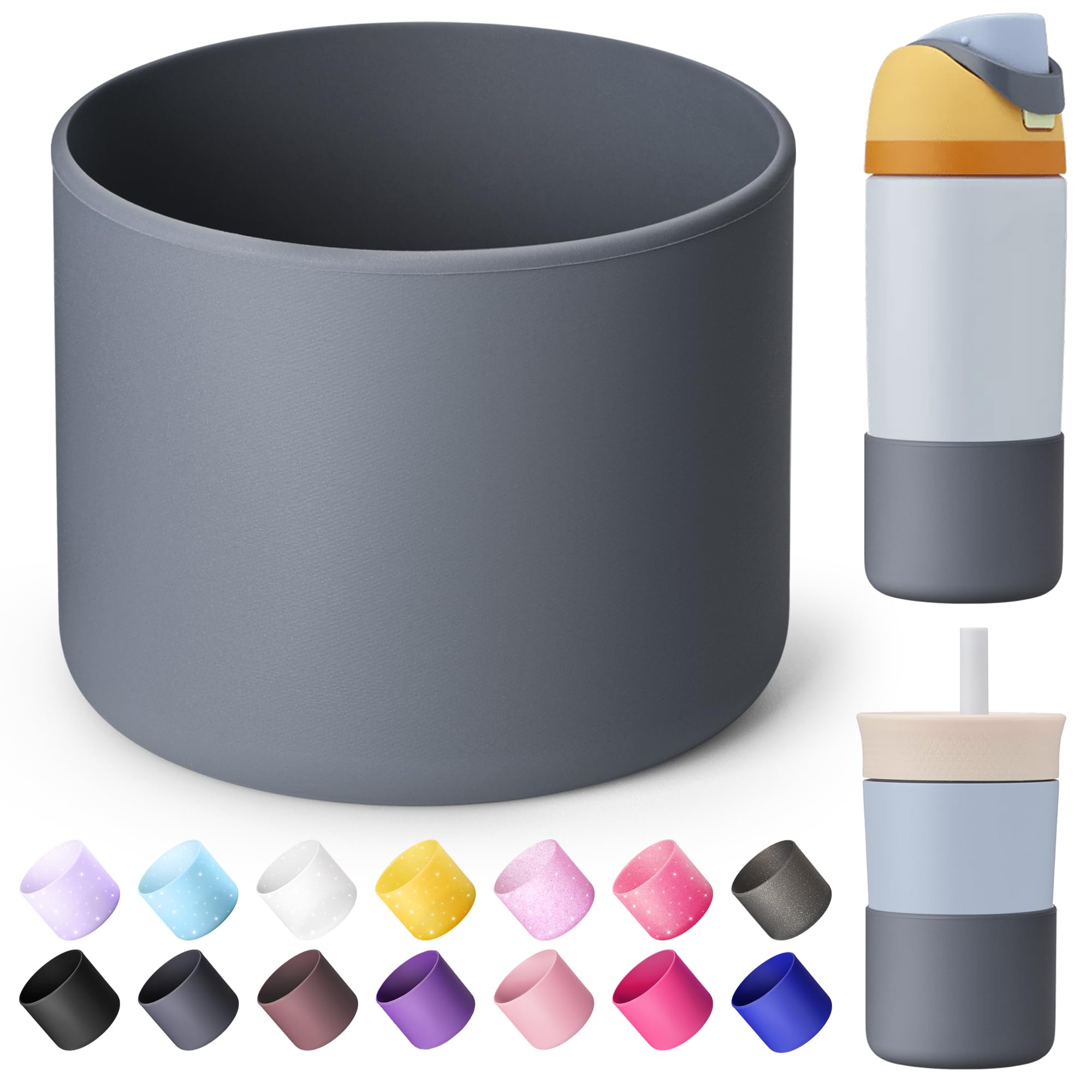 Silicone Boot for Owala FreeSip 16 oz & Flip 14 oz Insulated Stainless-Steel Water Bottle, Anti-Slip Protective Sleeve for Kids 12 oz Tumbler