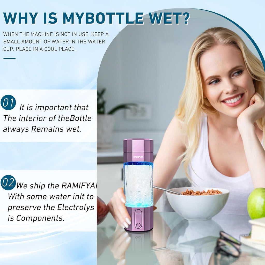 New Upgrade 10000PPB Hydrogen Water Bottle SPE/PEM Technology Seven Colorful Light Double Anti-Slip and Leak-Proof Hydrogen Water Generator with LCD Display (H80 Purple)