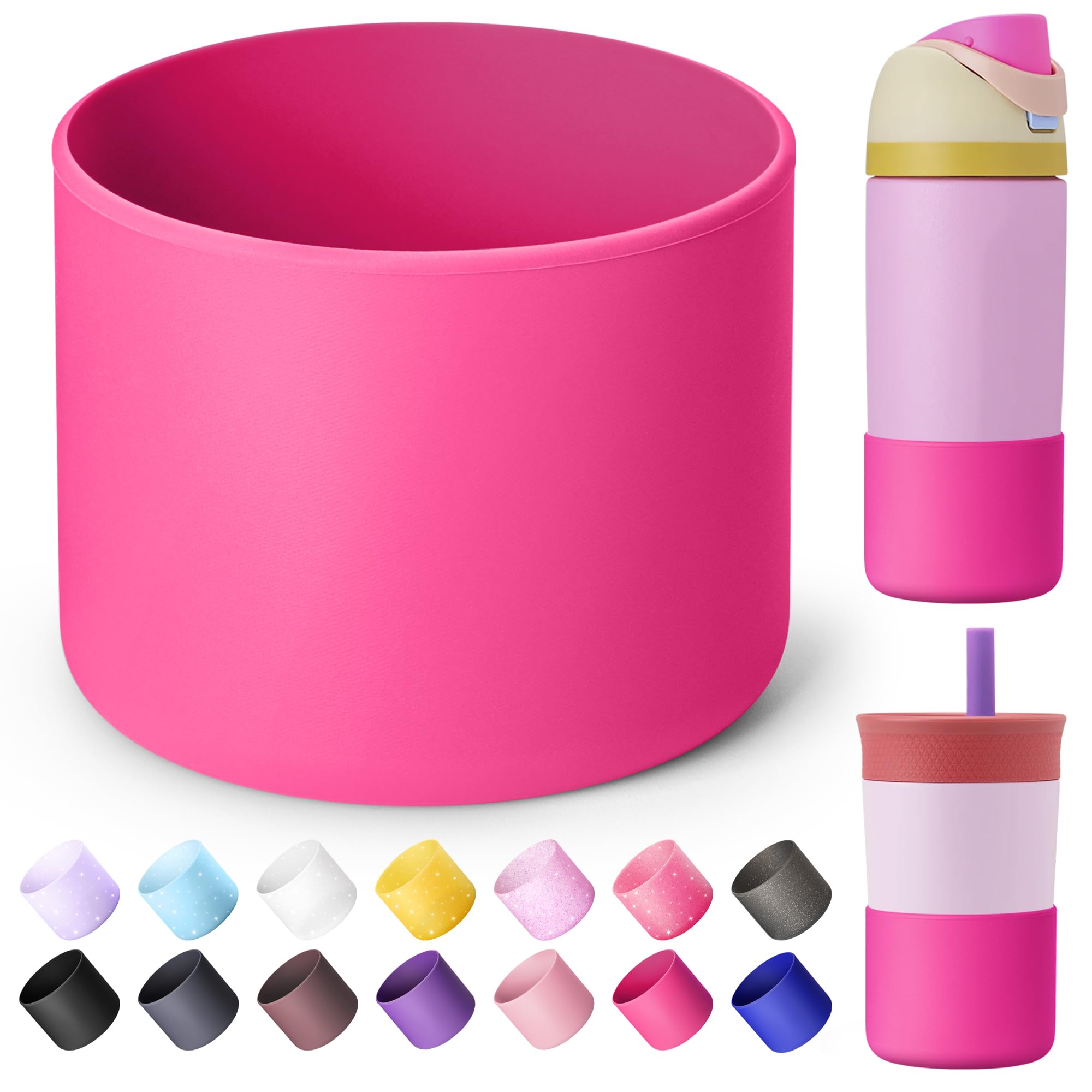 Silicone Boot for Owala FreeSip 16 oz & Flip 14 oz Insulated Stainless-Steel Water Bottle, Anti-Slip Protective Sleeve for Kids 12 oz Tumbler